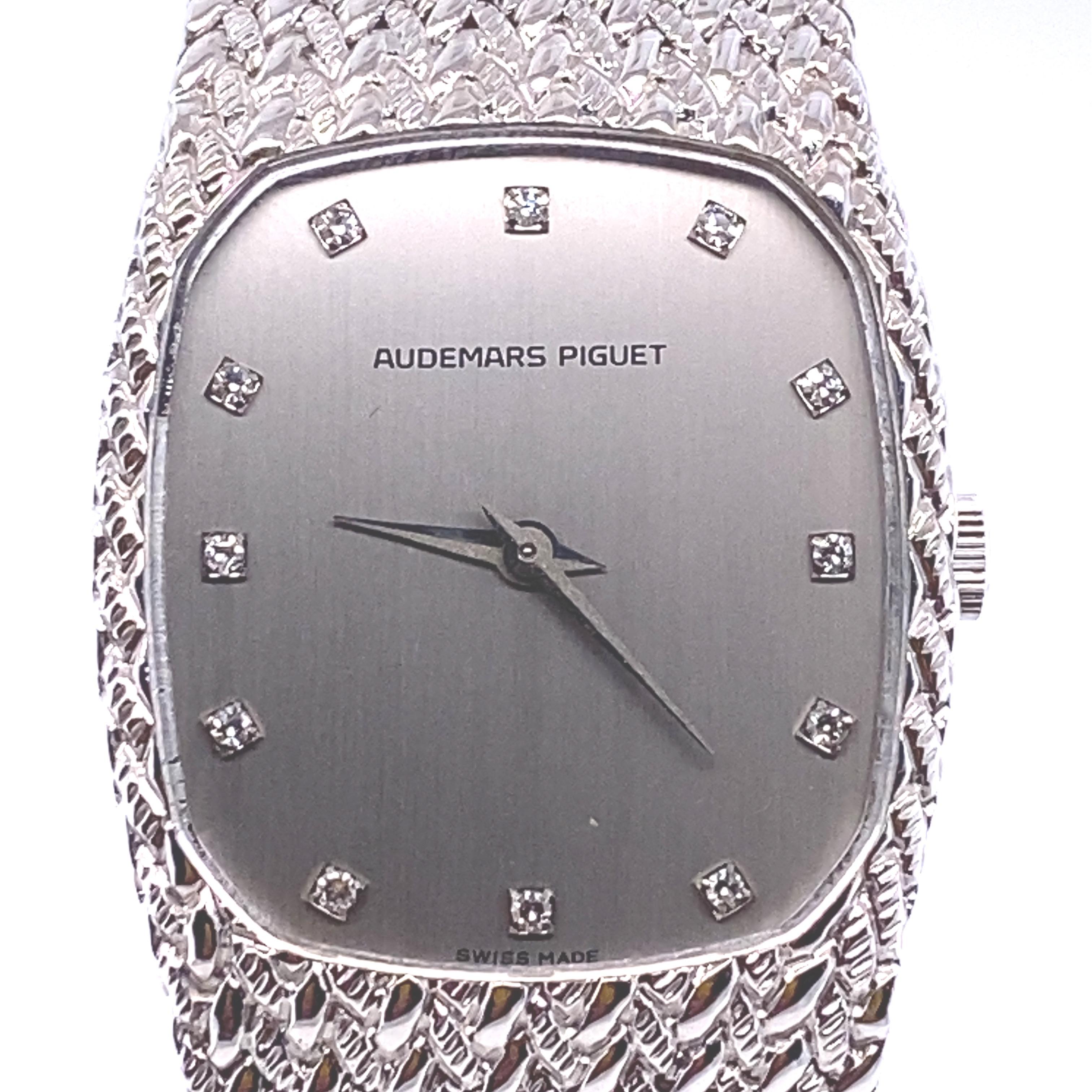 Rare, Mint, Audemars Piguet Vintage 18K White Gold Bracelet Watch In New Condition In Bozeman, MT