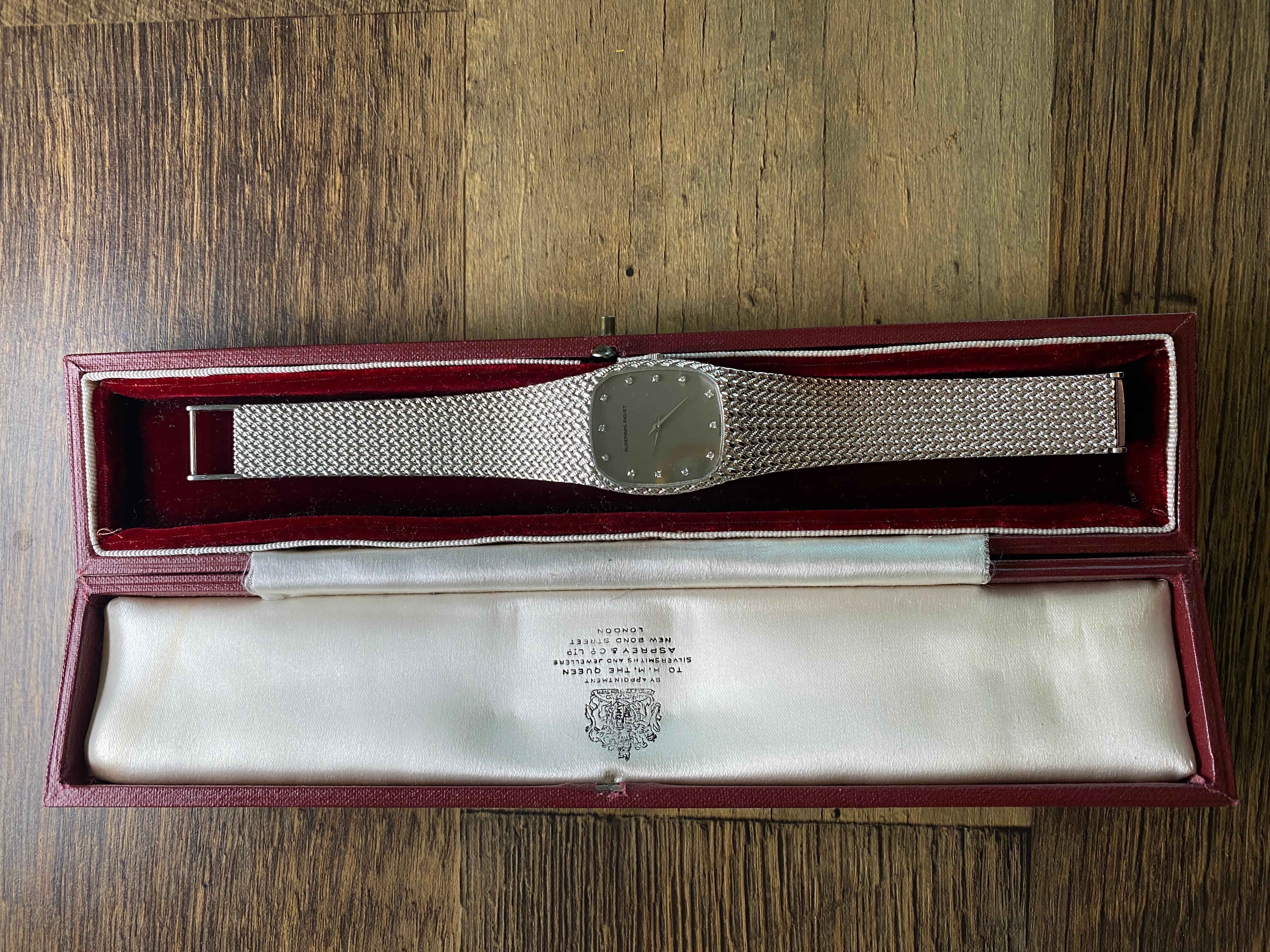 Women's or Men's Rare, Mint, Audemars Piguet Vintage 18K White Gold Bracelet Watch