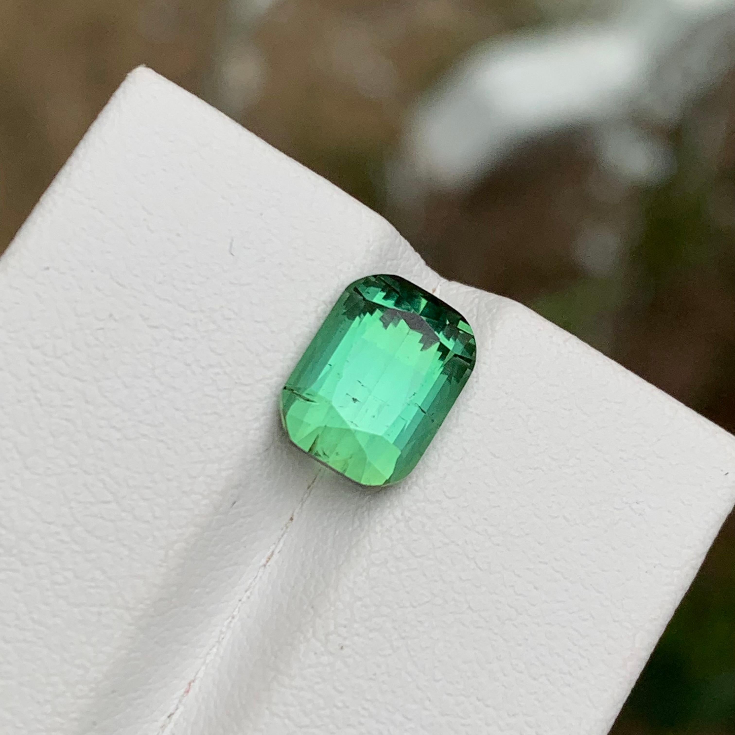 Rare Mint Green Natural Tourmaline Gemstone, 3.85 Ct Cushion Cut-Ring/Jewelry  For Sale 5