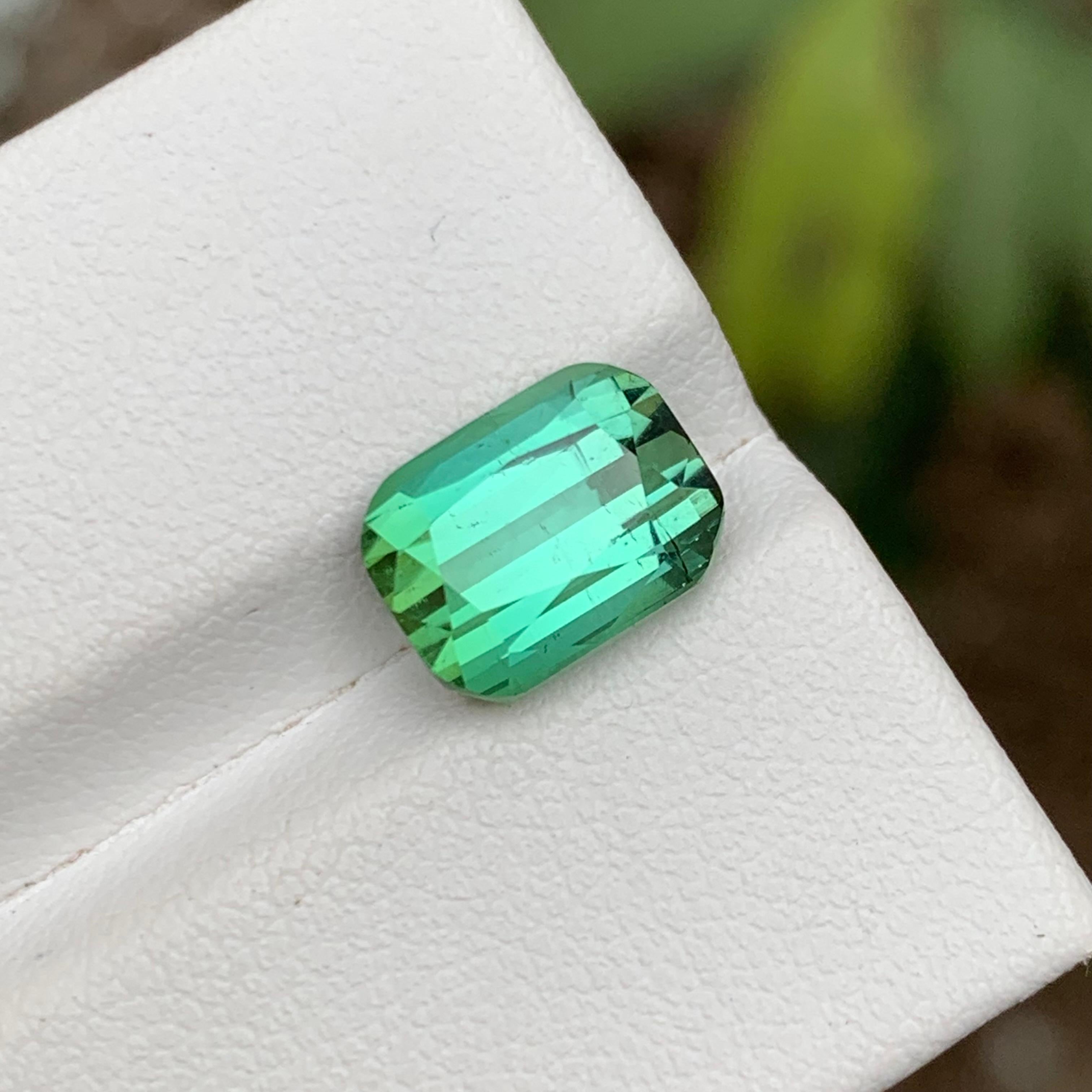 Mint Green Natural Tourmaline Ring Loose Gemstone, 3.85 Ct Cushion Cut-Jewelry For Sale 3