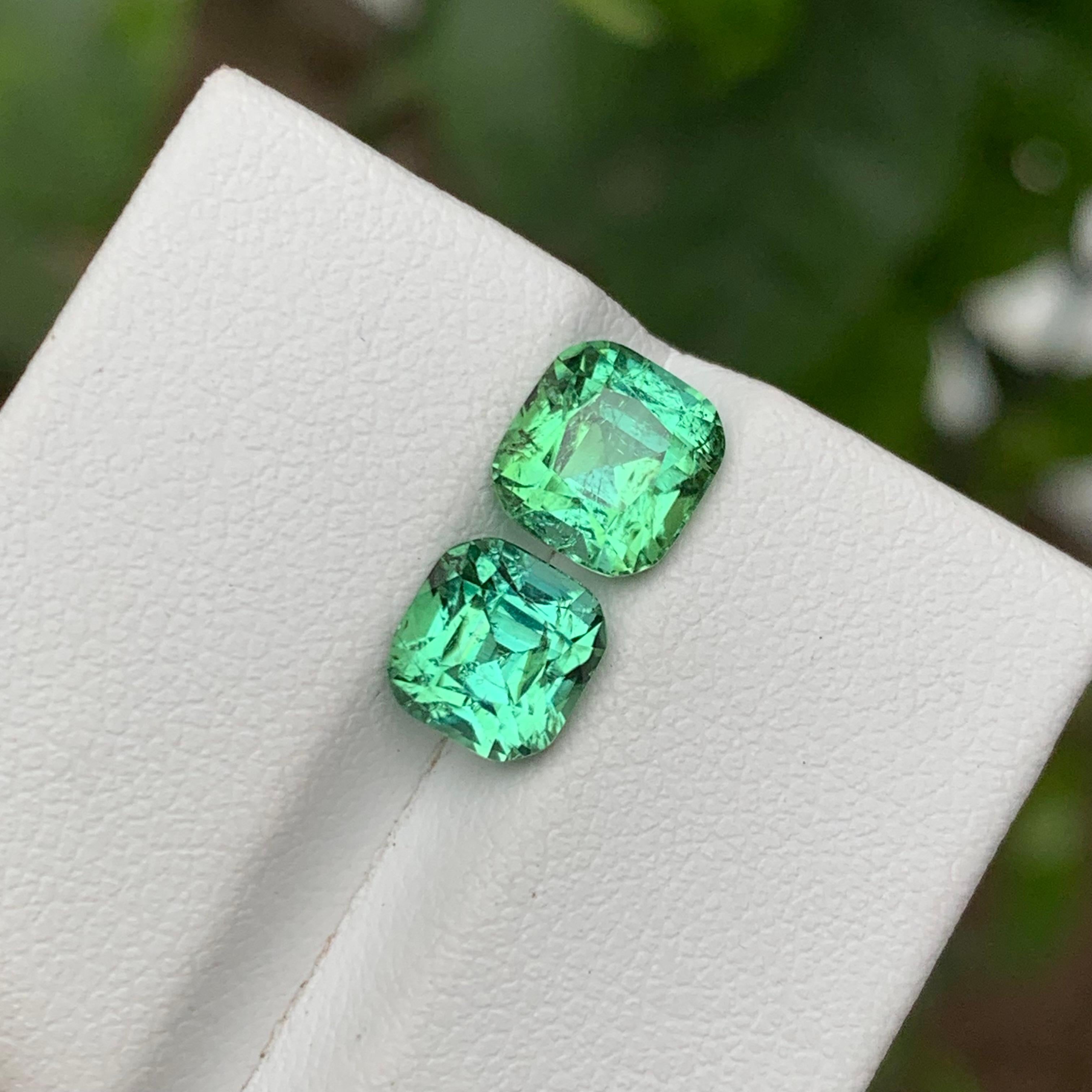 Rare Mint Green Natural Tourmaline Gemstones, 3.75 Ct Cushion Cut for Jewelry  5