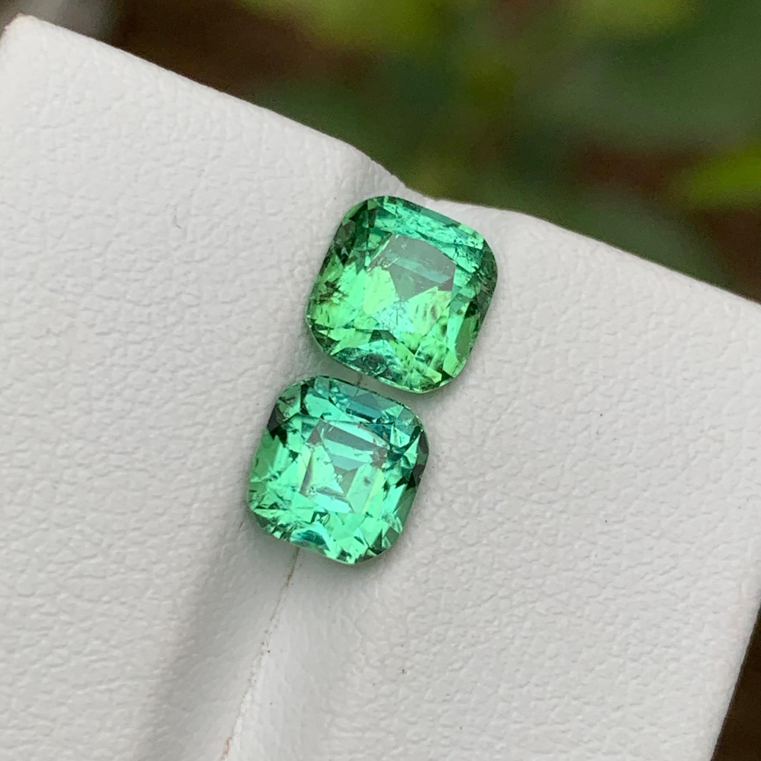 Rare Mint Green Natural Tourmaline Gemstones, 3.75 Ct Cushion Cut for Jewelry  3