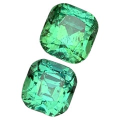 Rare Mint Green Natural Tourmaline Gemstones, 3.75 Ct Cushion Cut for Jewelry 