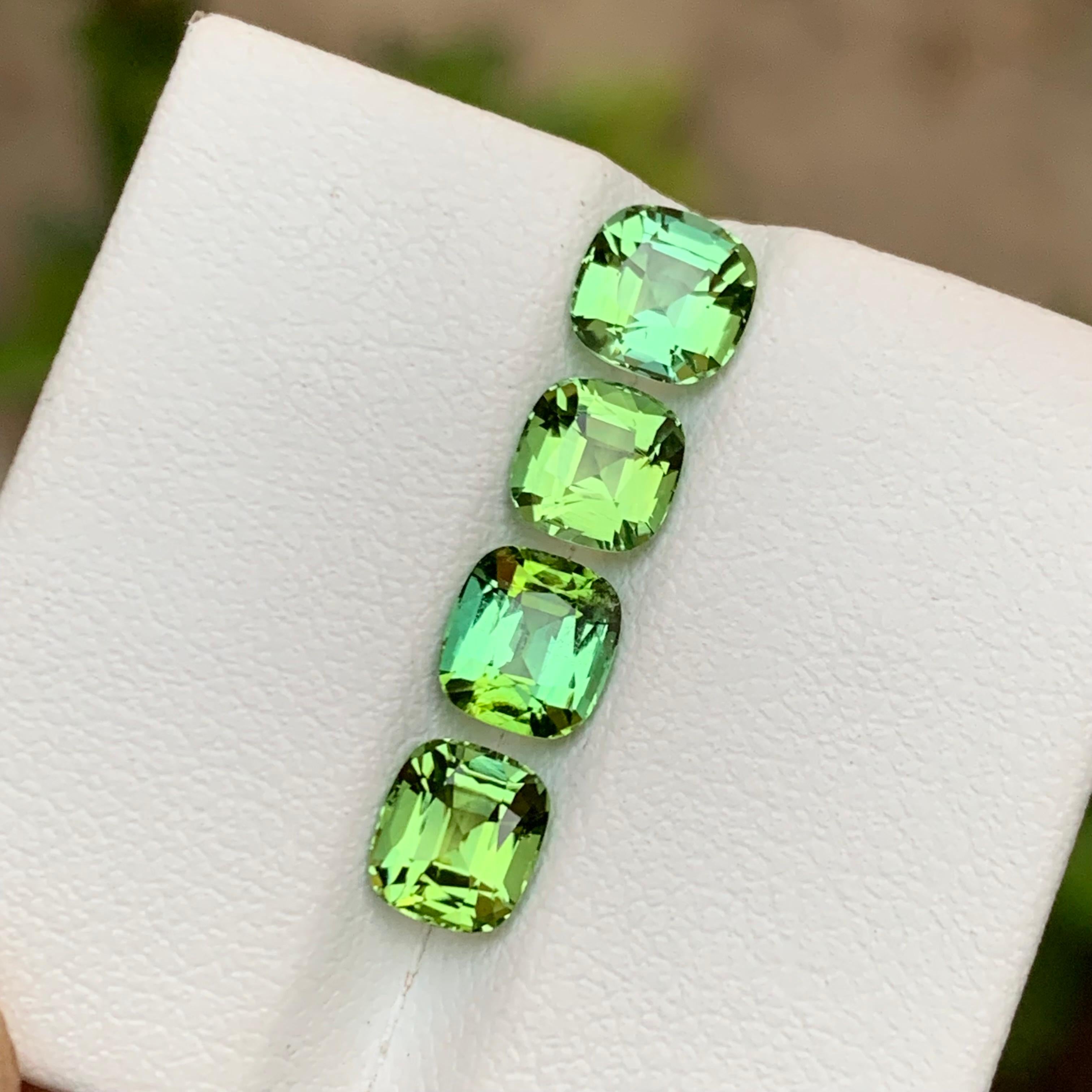 Rare Mint Green Natural Tourmaline Gemstones Lot 3.50 Ct Cushion Cut for Jewelry For Sale 2