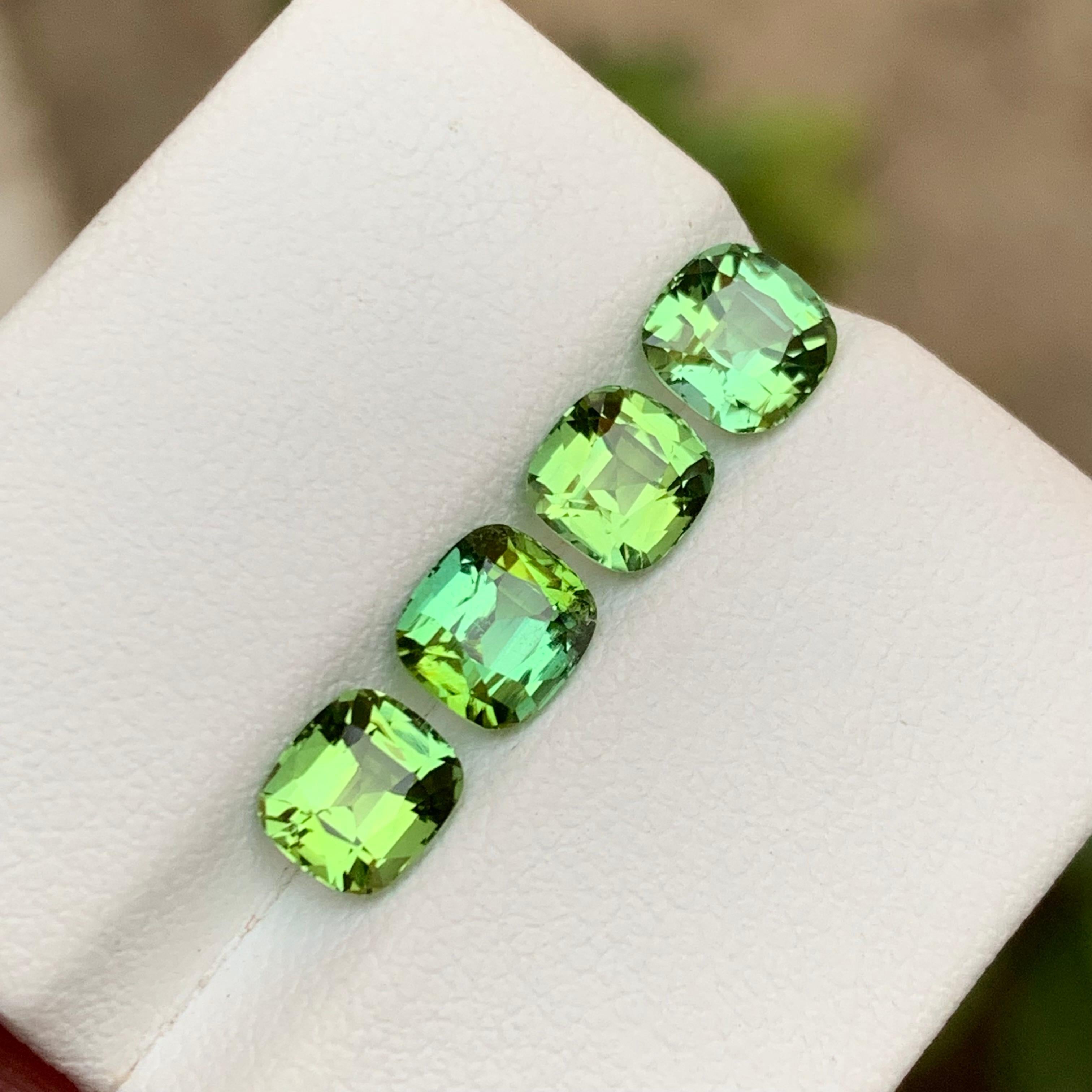 Rare Mint Green Natural Tourmaline Gemstones Lot 3.50 Ct Cushion Cut for Jewelry For Sale 3