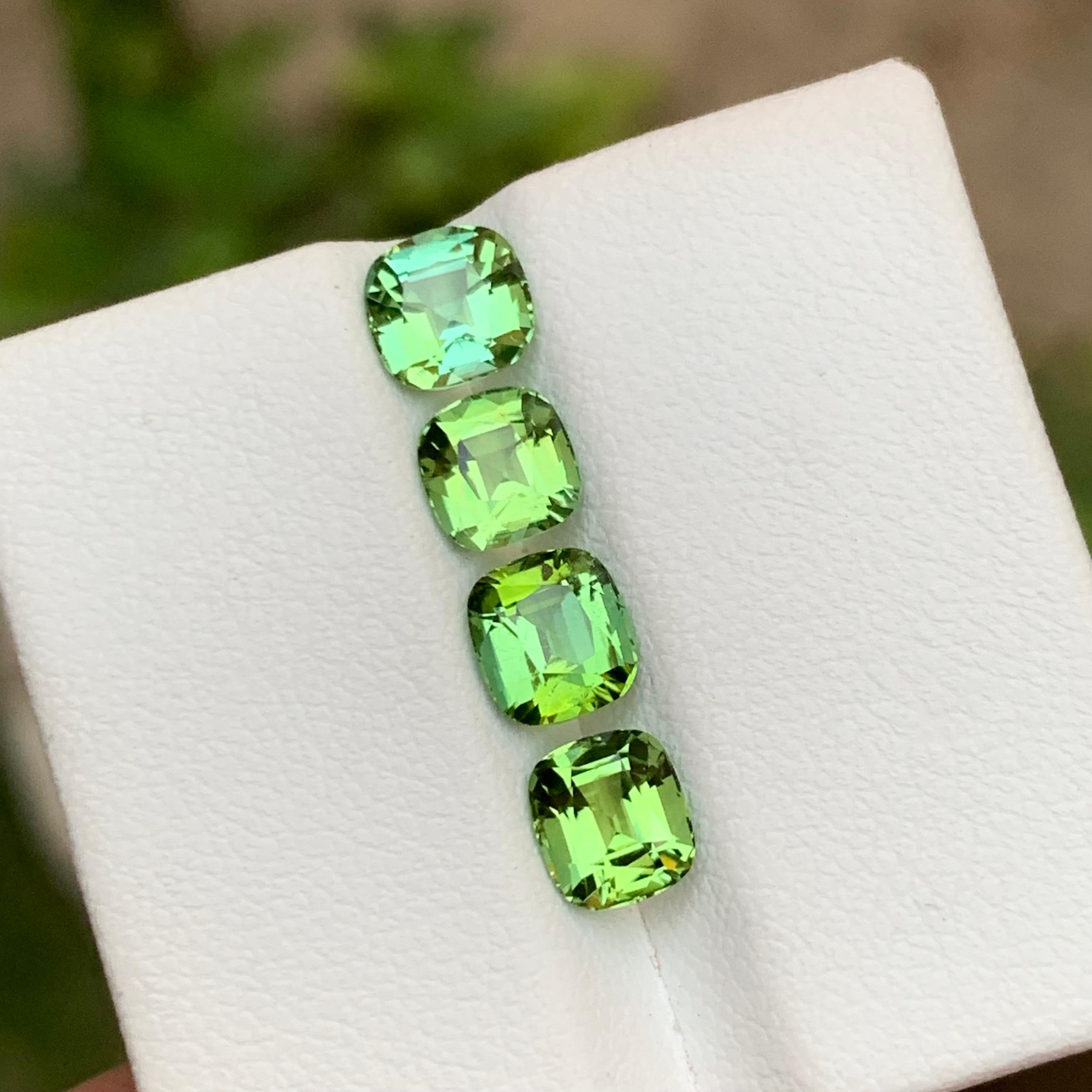 Contemporary Rare Mint Green Natural Tourmaline Gemstones Lot 3.50 Ct Cushion Cut for Jewelry For Sale