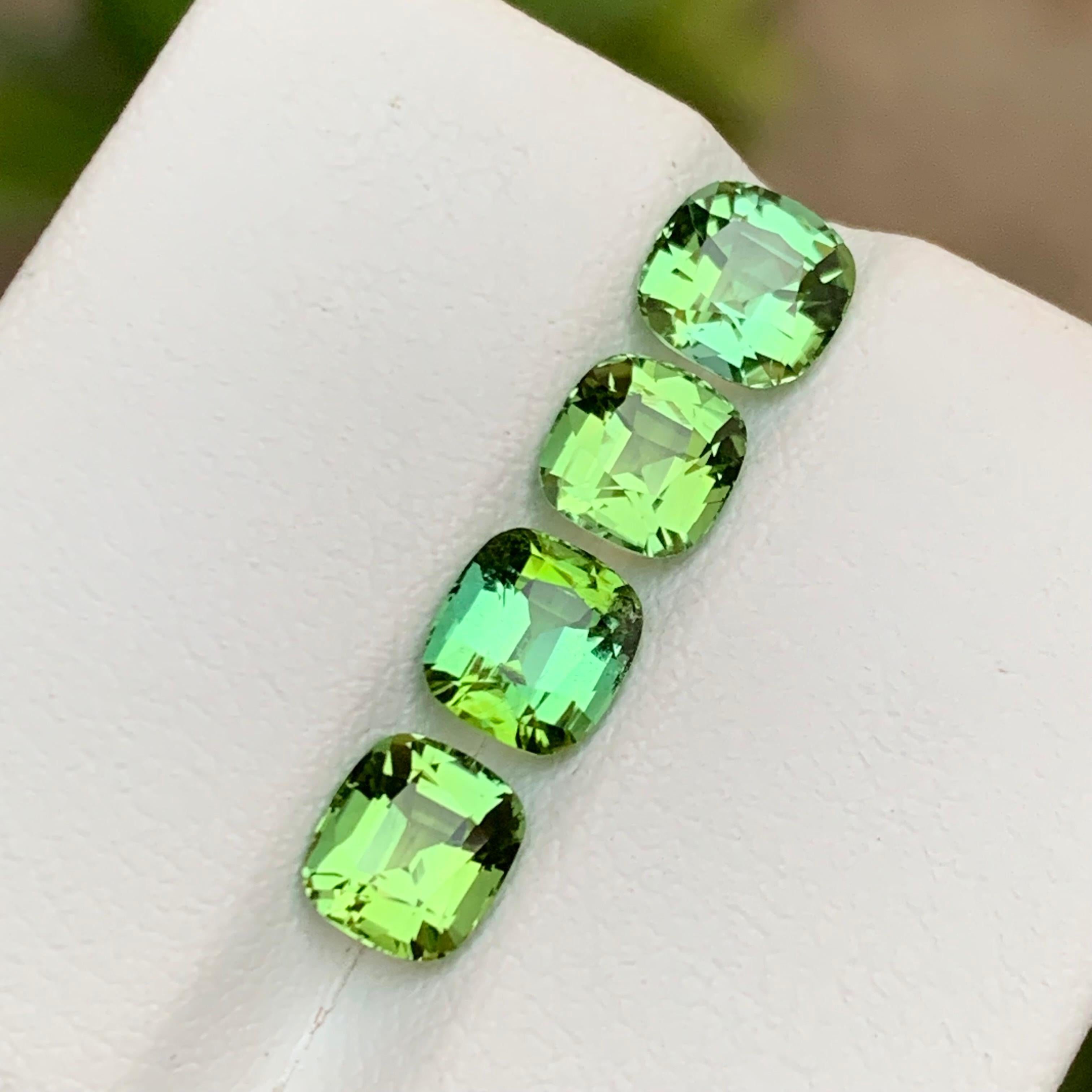 Women's or Men's Rare Mint Green Natural Tourmaline Gemstones Lot 3.50 Ct Cushion Cut for Jewelry For Sale