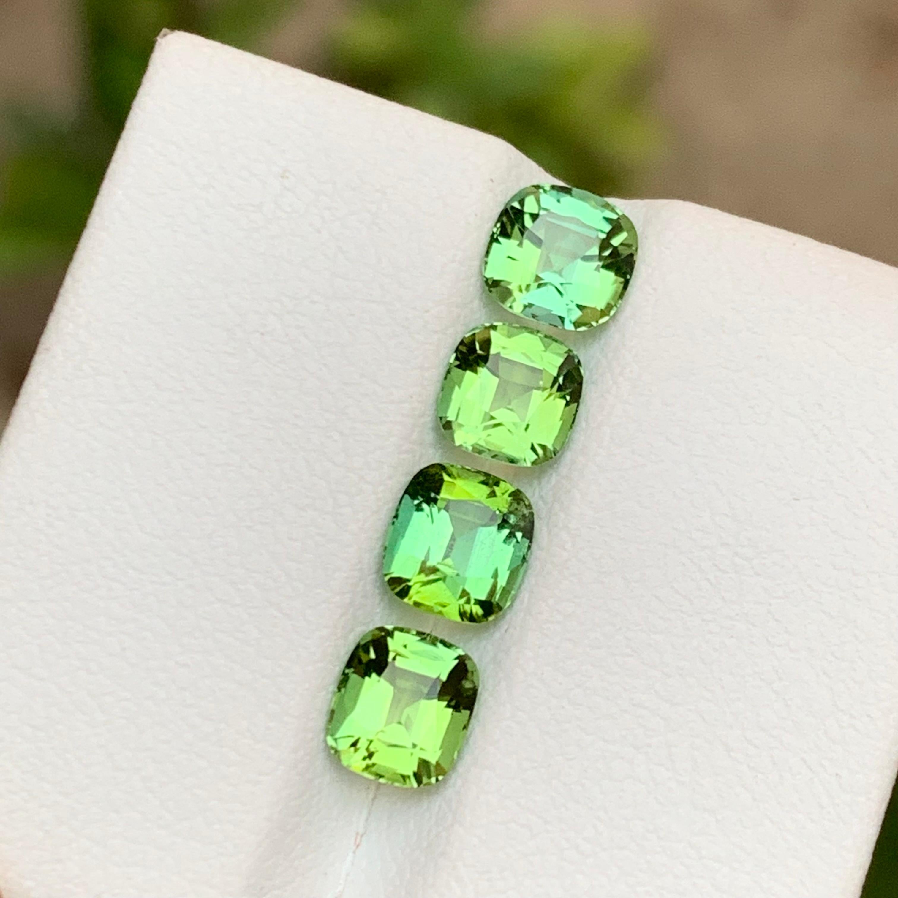 Rare Mint Green Natural Tourmaline Gemstones Lot 3.50 Ct Cushion Cut for Jewelry For Sale 1