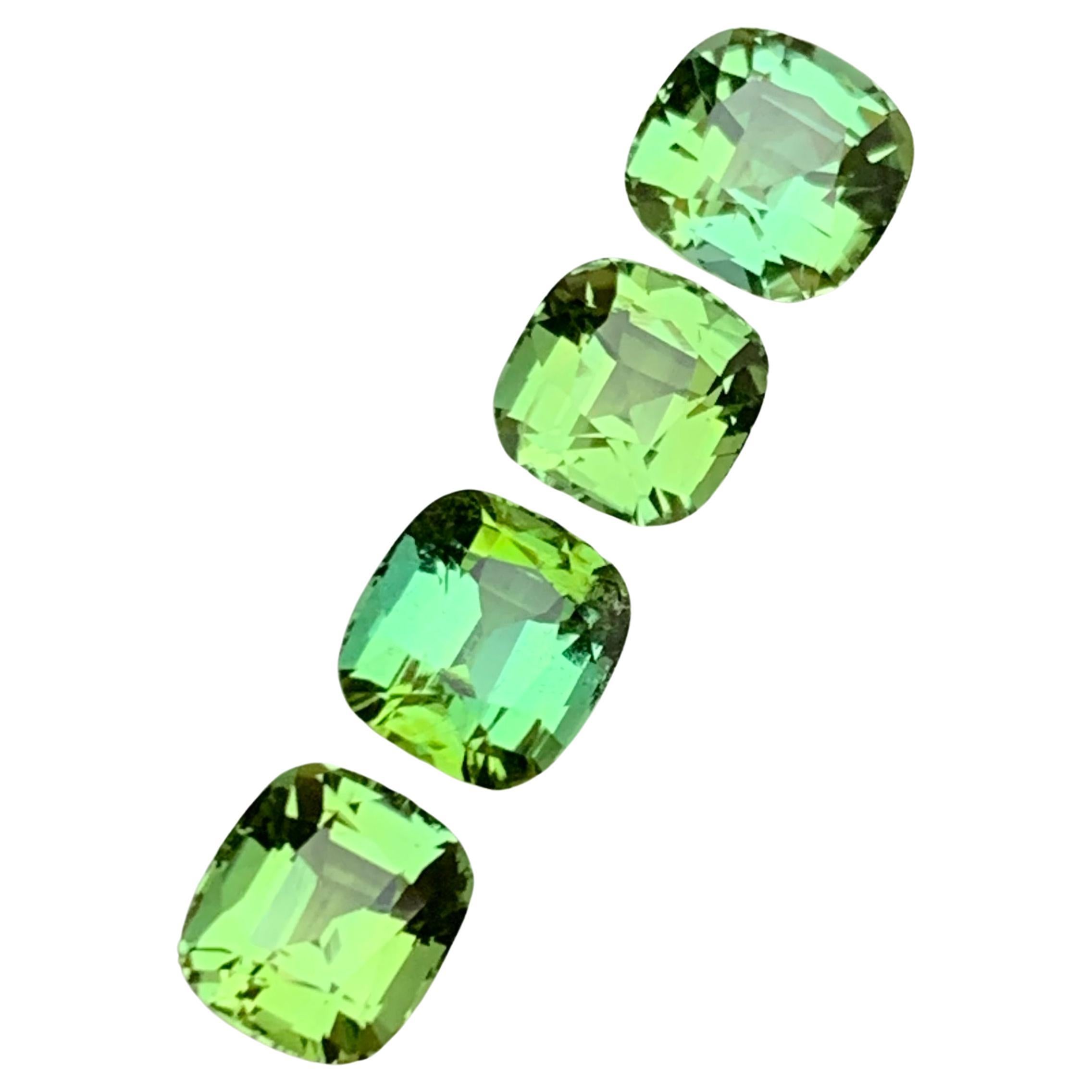 Rare Mint Green Natural Tourmaline Gemstones Lot 3.50 Ct Cushion Cut for Jewelry