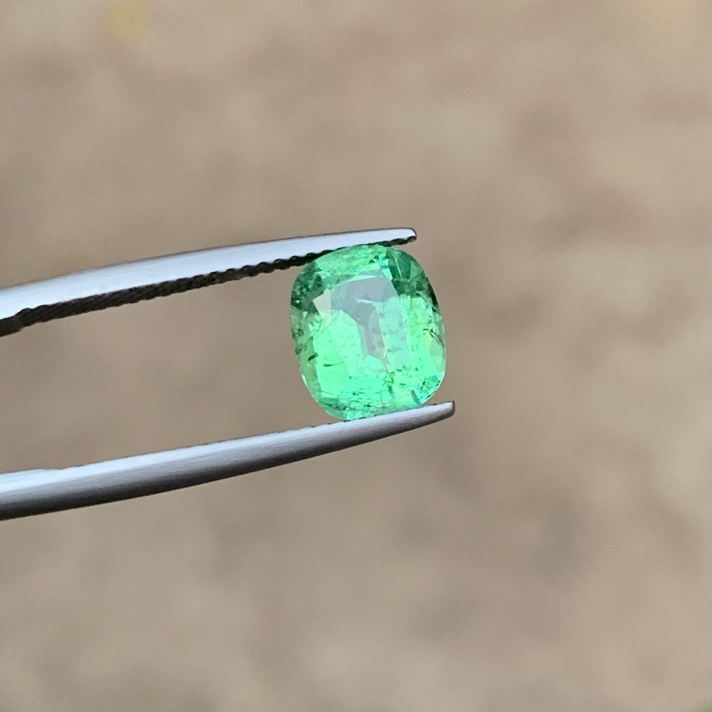 Mint Green Natural Tourmaline Ring Loose Gemstone 2.95 Ct Cushion Cut-Jewelry For Sale 4