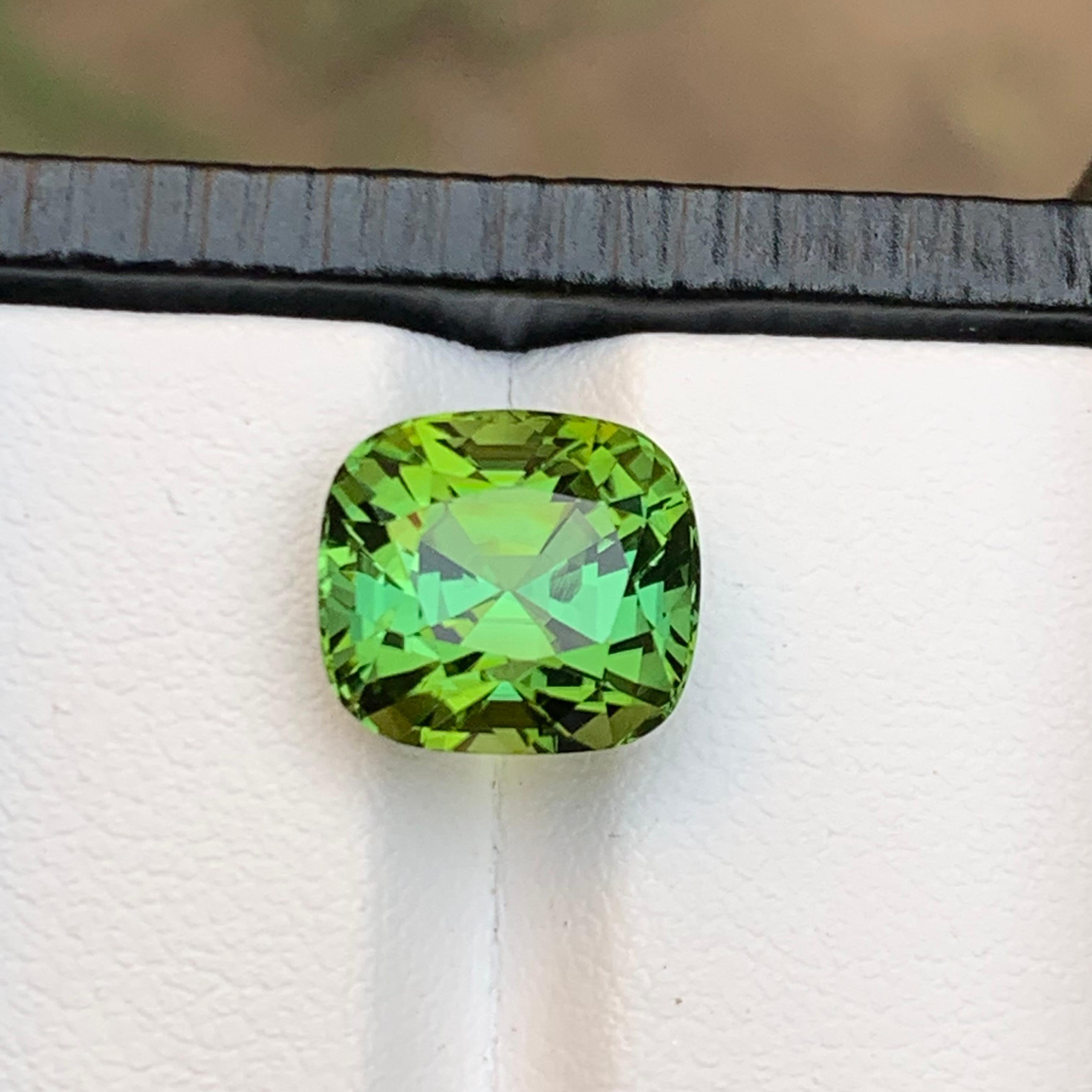 Rare Mint Green Natural Tourmaline Loose Gemstone, 5.80 Ct Cushion Cut for Ring For Sale 5