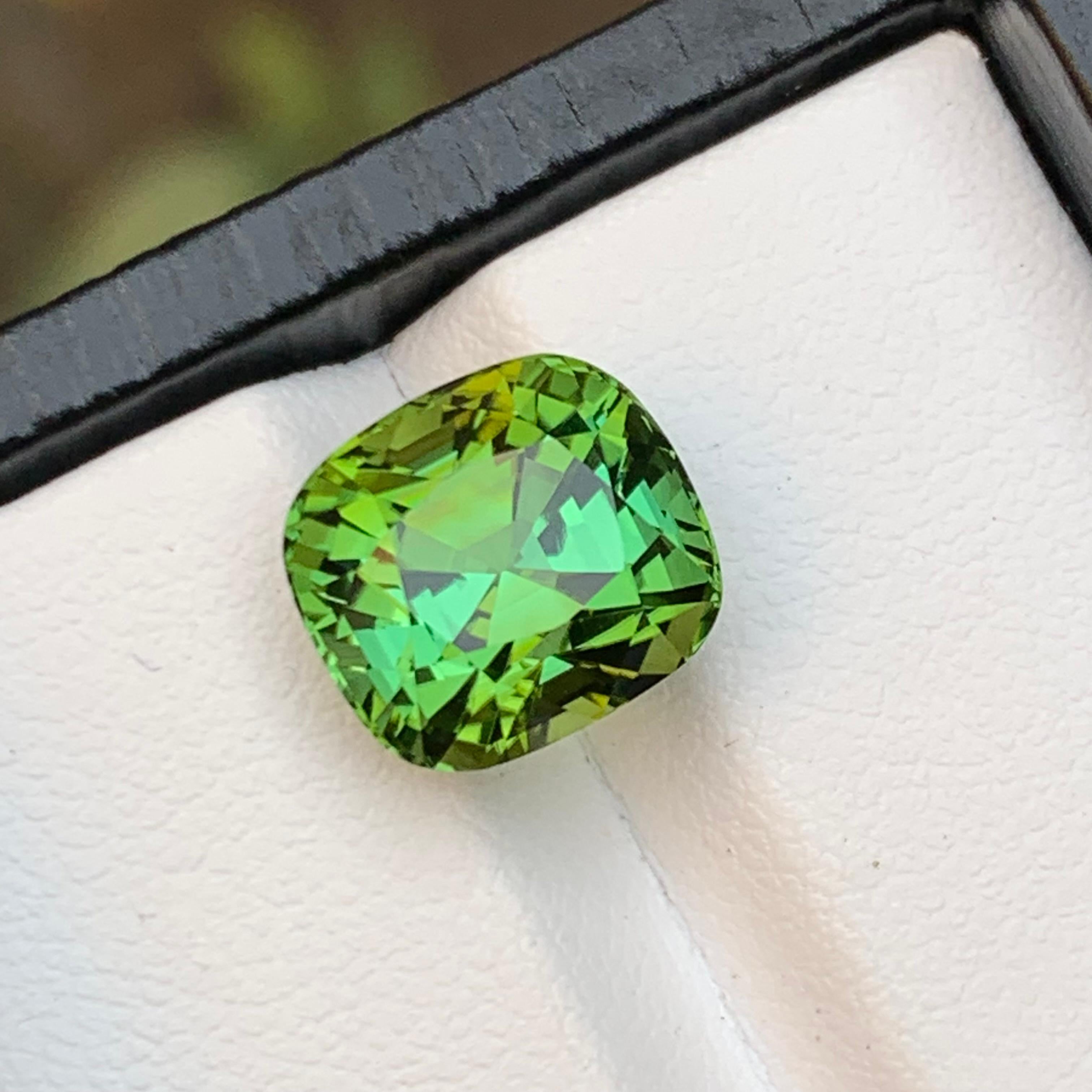 Rare Mint Green Natural Tourmaline Loose Gemstone, 5.80 Ct Cushion Cut for Ring For Sale 7