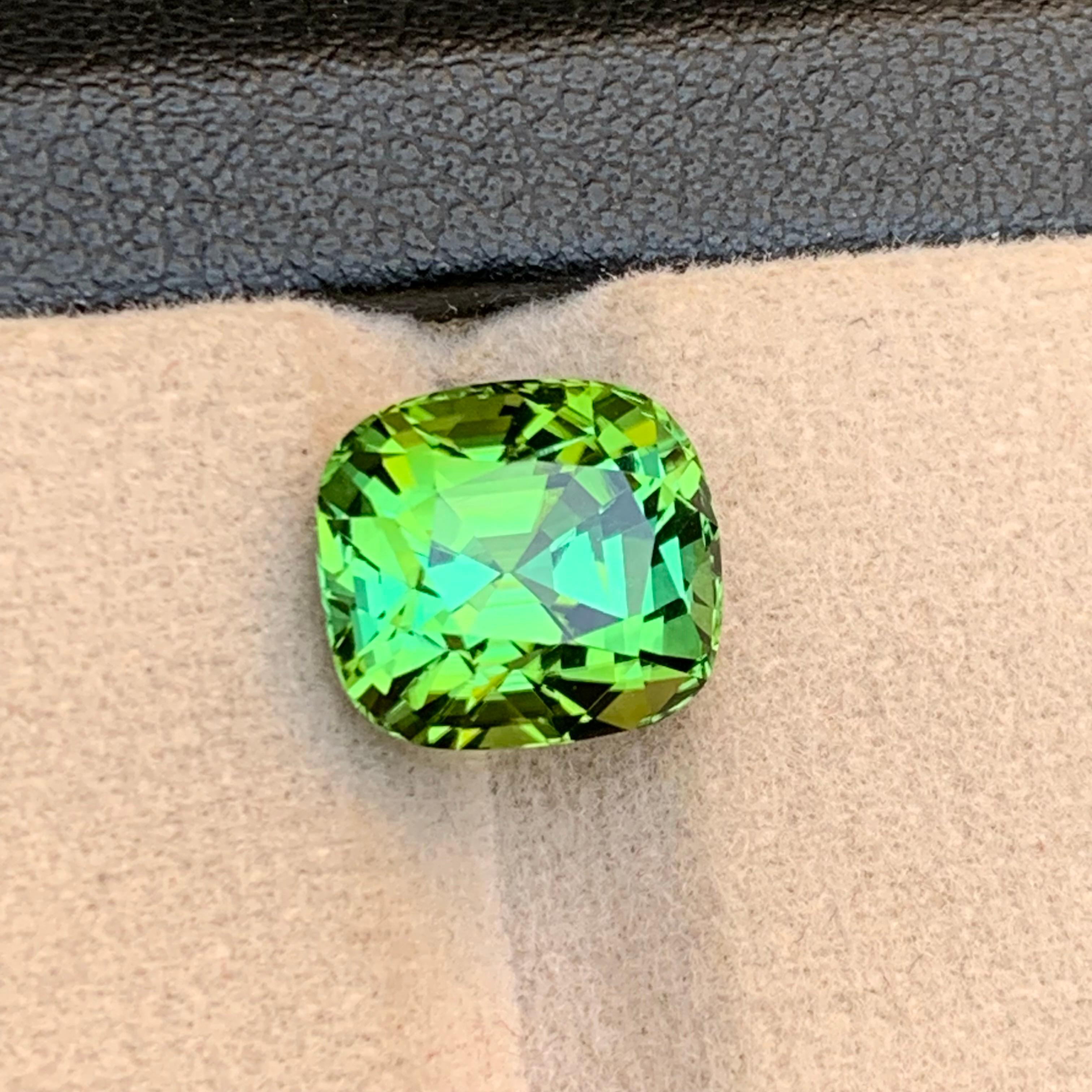 Rare Mint Green Natural Tourmaline Loose Gemstone, 5.80 Ct Cushion Cut for Ring For Sale 4