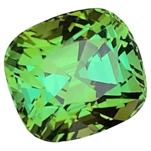 Rare Mint Green Natural Tourmaline Loose Gemstone, 5.80 Ct Cushion Cut for Ring For Sale