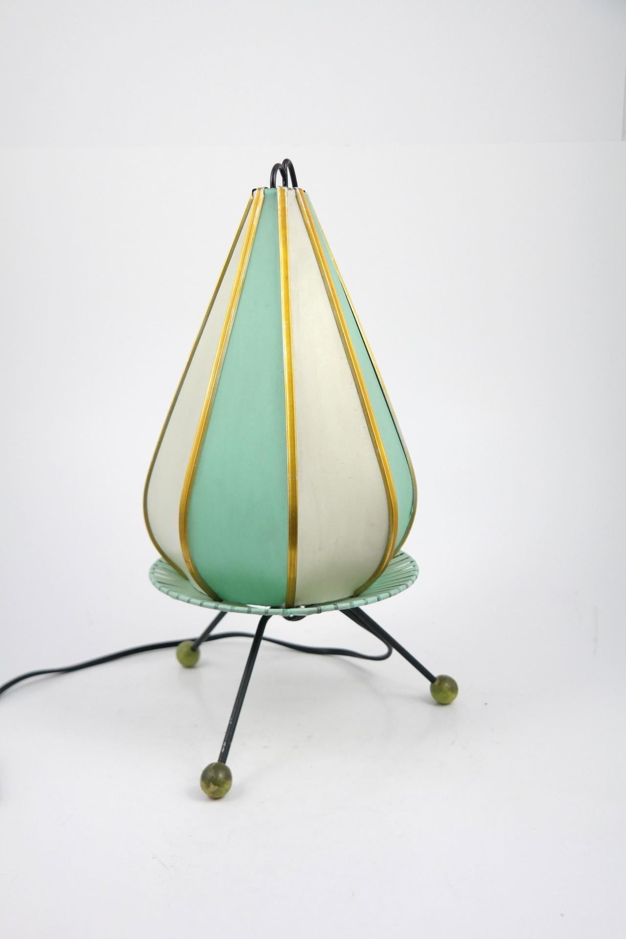 Steel Rare Mint Table Lamp, Handmade, 1960s