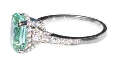 Rare Mint Tourmaline & Diamond 18K Ring