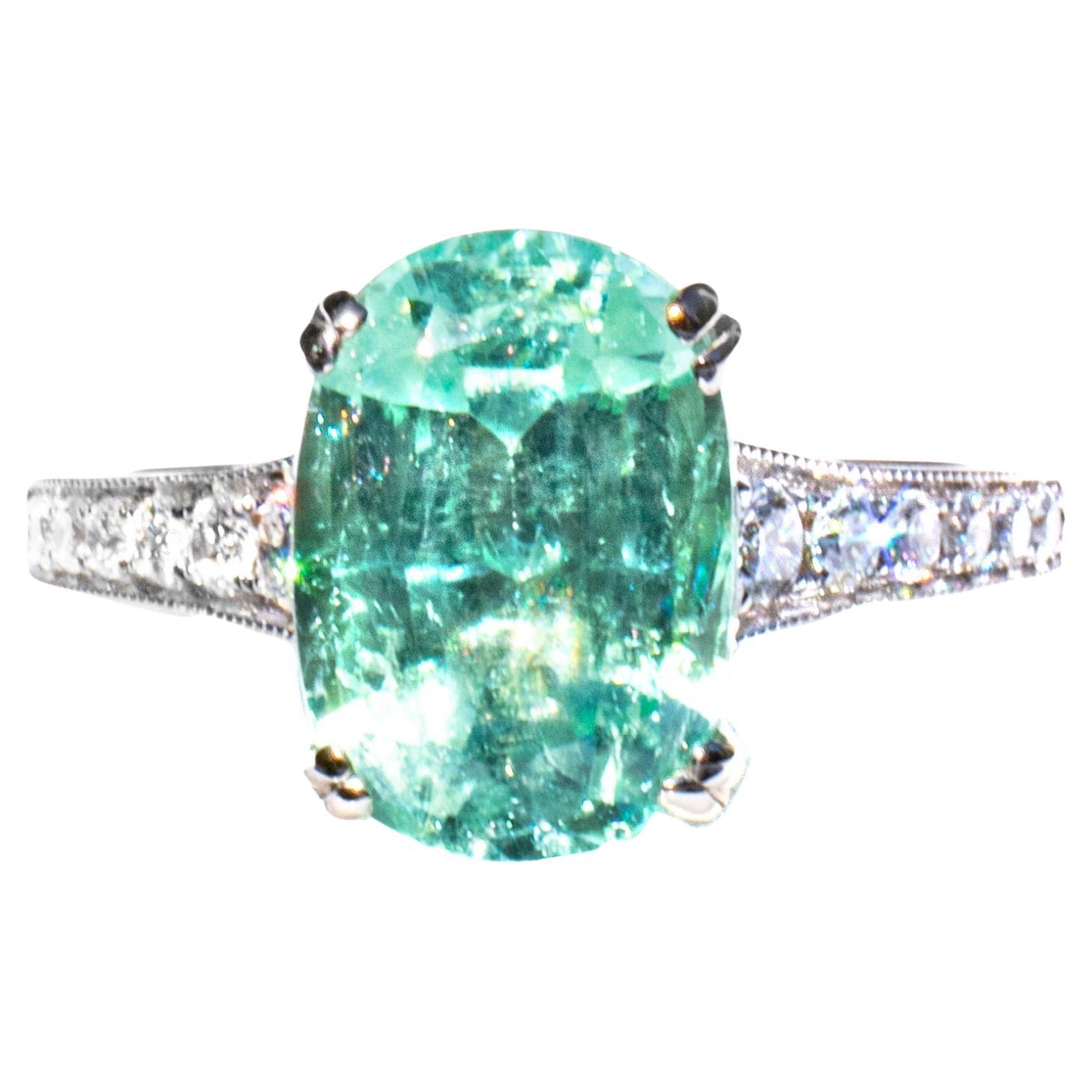 Mint Green Tourmaline and Diamond Ring For Sale at 1stDibs mint green