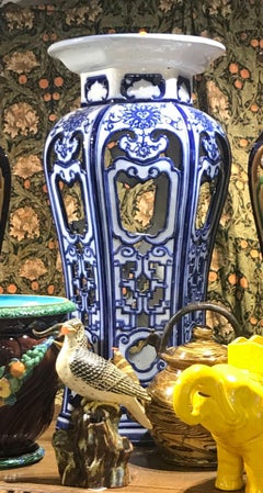Rare Minton Blue and White Chinese Style Pedestal, circa 1875