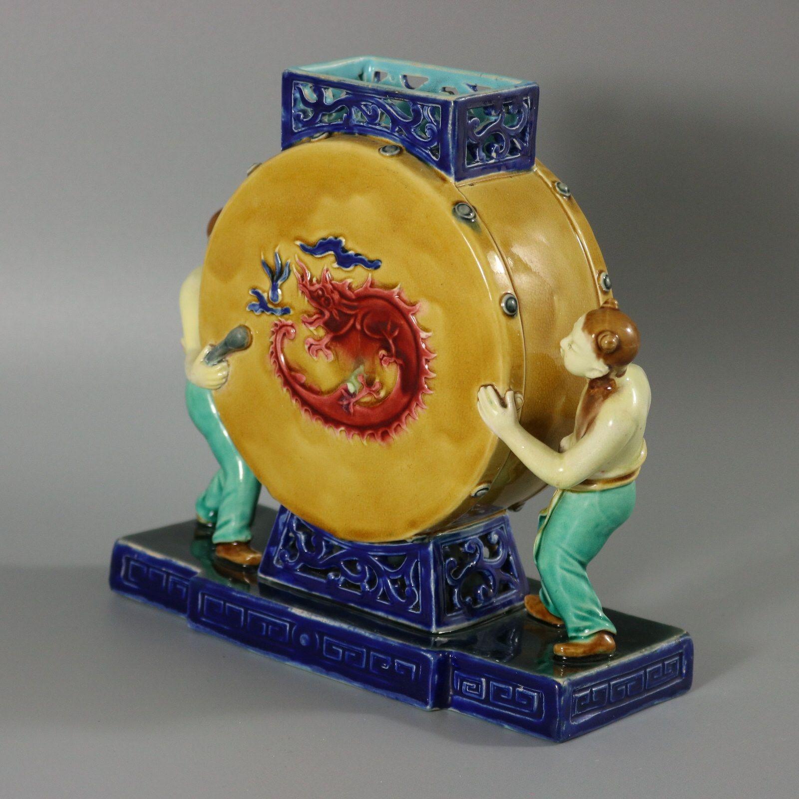 Rare Minton Majolica Chinese Drummers Vase For Sale 2