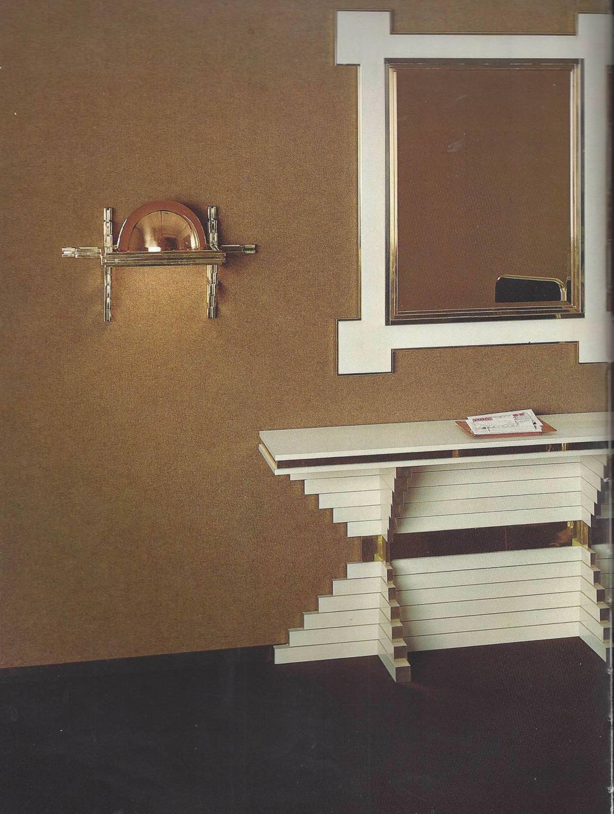 Rare Mirror by Alain Delon for Maison Jansen Lacquer and Brass, 1975 2