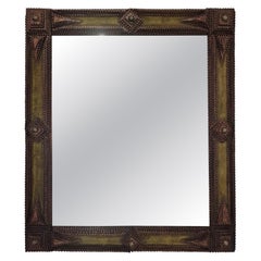 Rare Mirror, Frame, carved, Black Forest, Tramp Art Folk Art, 1880s, Germany