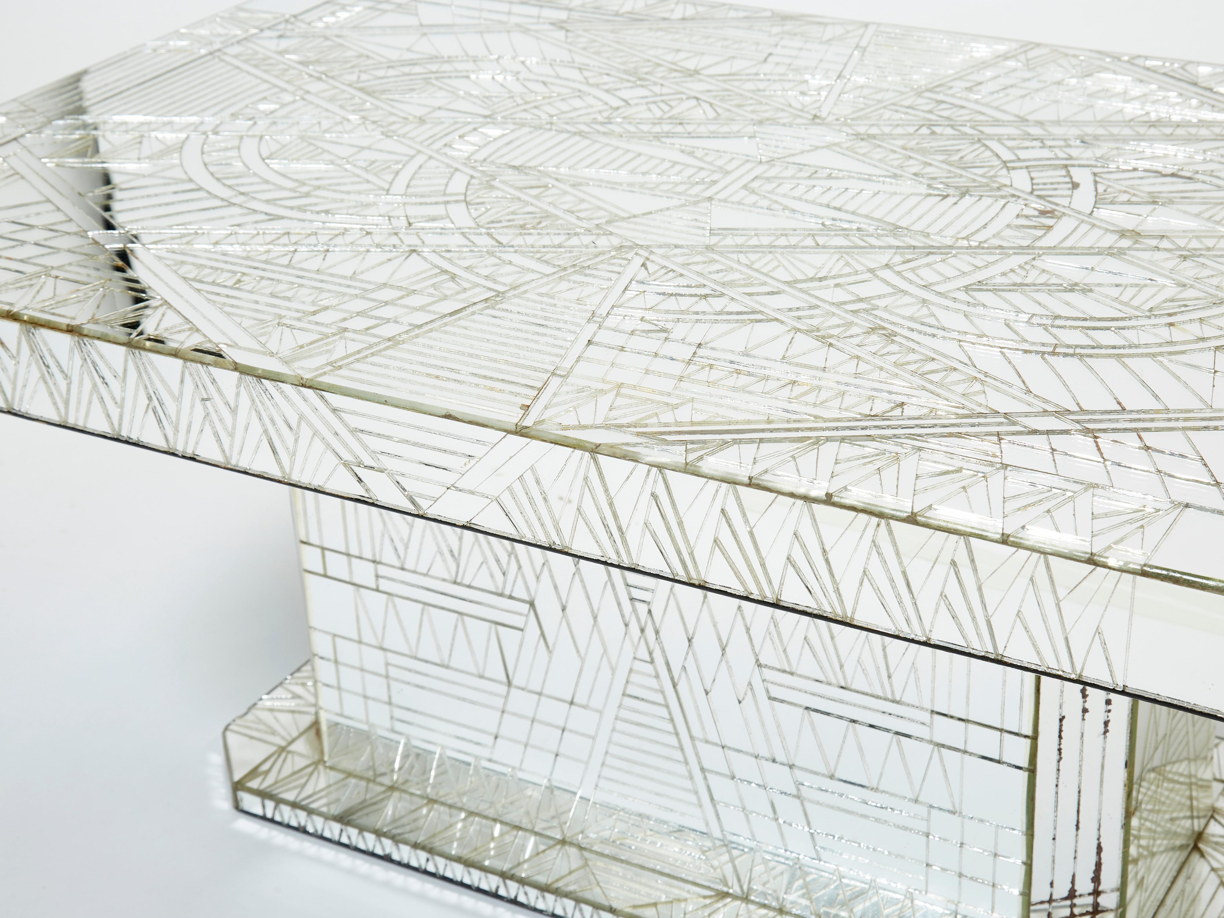 Mid-Century Modern Rare Mirror Mosaic Coffee Table by Daniel Clement 1970s For Sale