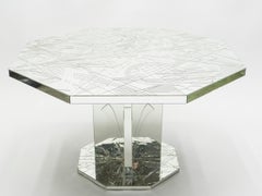 Rare Mirror Mosaic Dining Table Signed by Eugene, circa 1980s