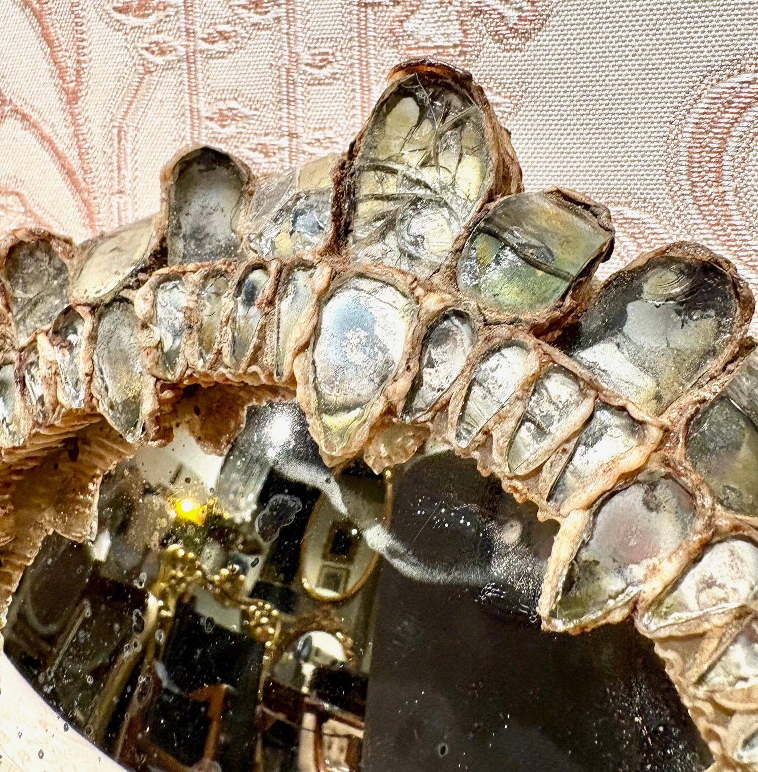Metà XX secolo Raro specchio in vetro e resina taloselica ''Gribiche'' di Line Vautrin in vendita