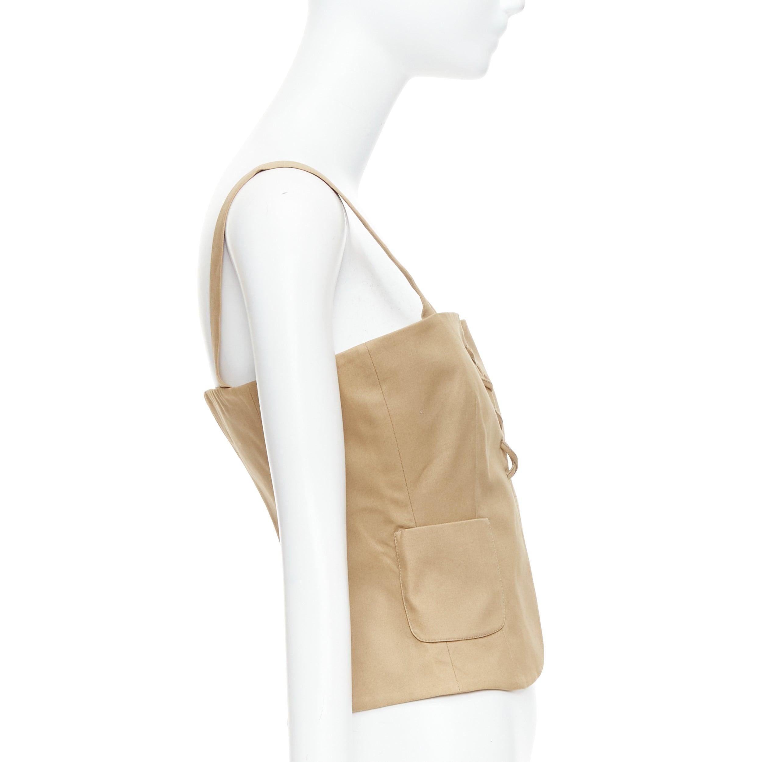 rare MIU MIU 1998 Runway Vintage khaki lace up bustier camisole top In Good Condition In Hong Kong, NT