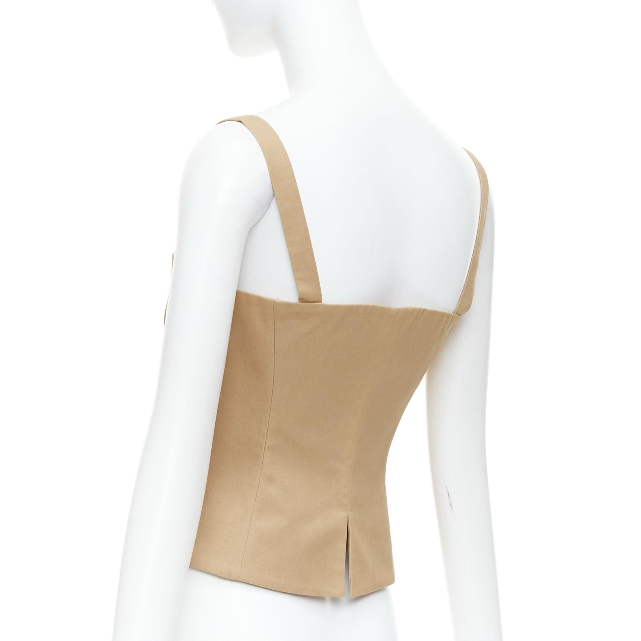 rare MIU MIU 1998 Runway Vintage khaki lace up bustier camisole top 1