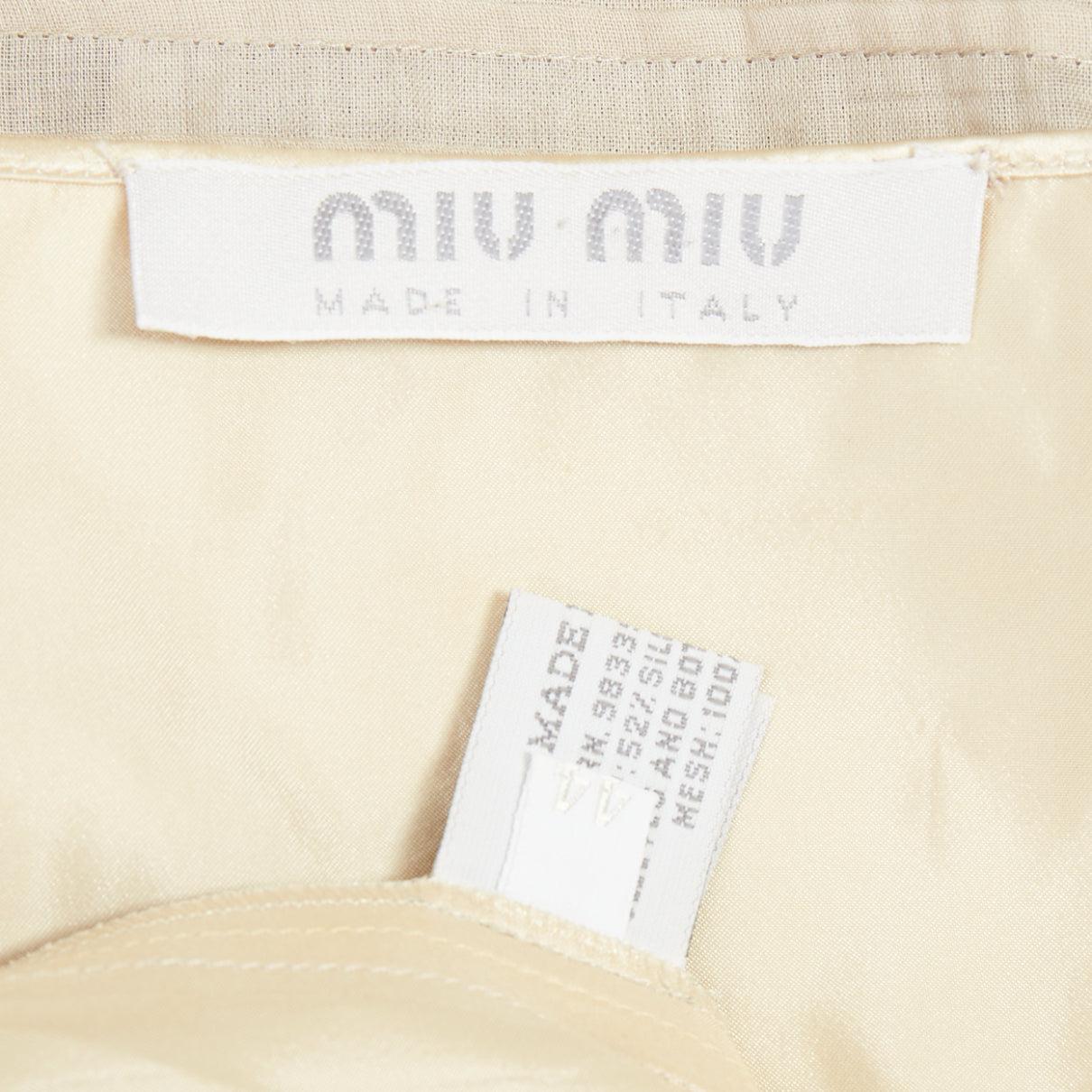 raro abito MIU MIU 1999 Runway beige tecnico patchwork satin neon trim IT44 L. in vendita 3