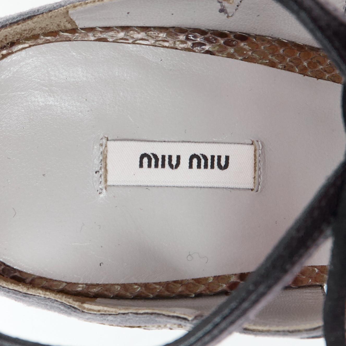 seltene MIU MIU 2010 Laufsteg Spinne verschönert grau Leder hochhackige Sandalen EU36 im Angebot 5