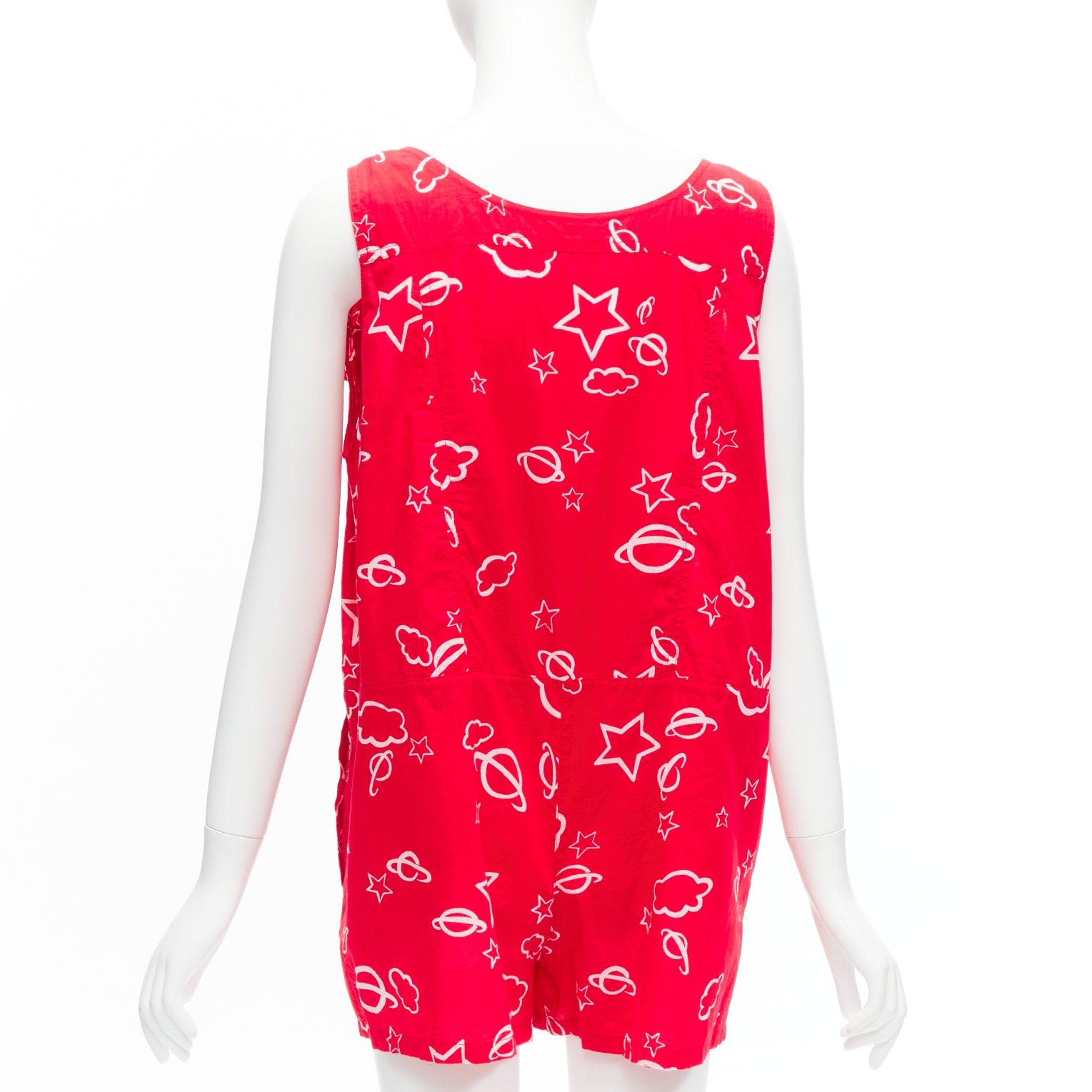 rare MIU MIU 2013 red white stars planets print cotton red pocketed romper plays 1