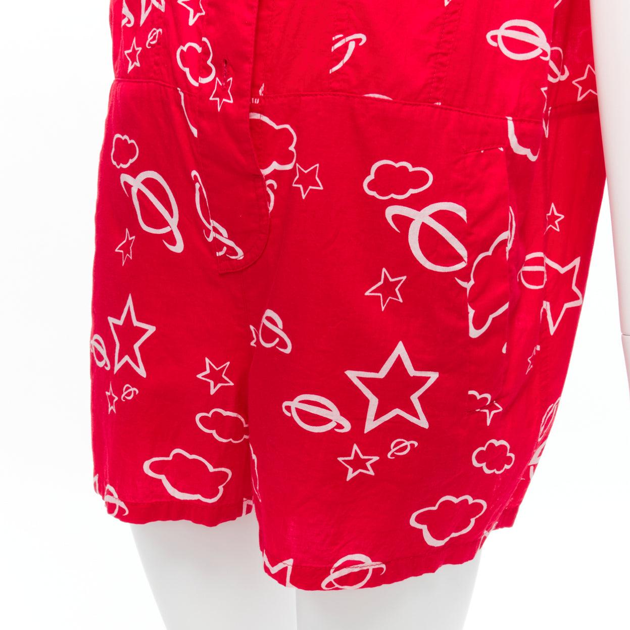 rare MIU MIU 2013 red white stars planets print cotton red pocketed romper plays 3
