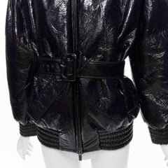 rare MIU MIU 2018 Runway vinyl dropped shoulder belted bomber jacket IT36 XXS