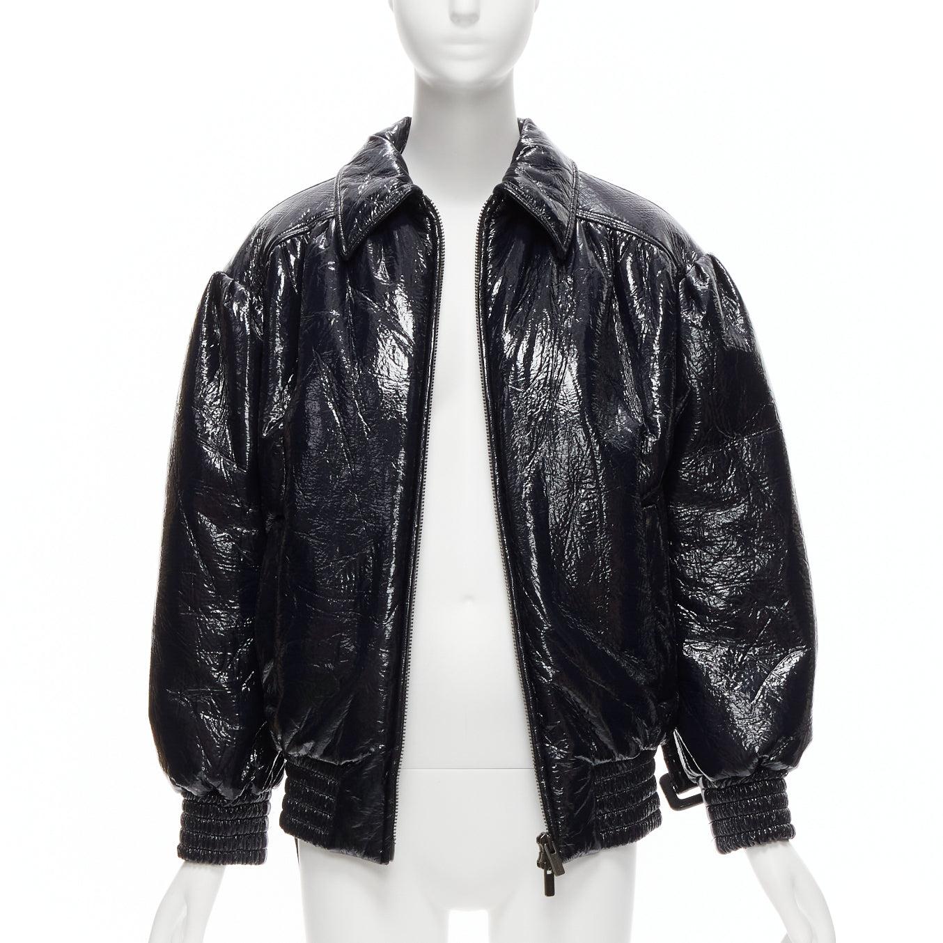 rare MIU MIU 2018 Runway vinyl dropped shoulder belted bomber jacket IT36 XXS In Excellent Condition In Hong Kong, NT