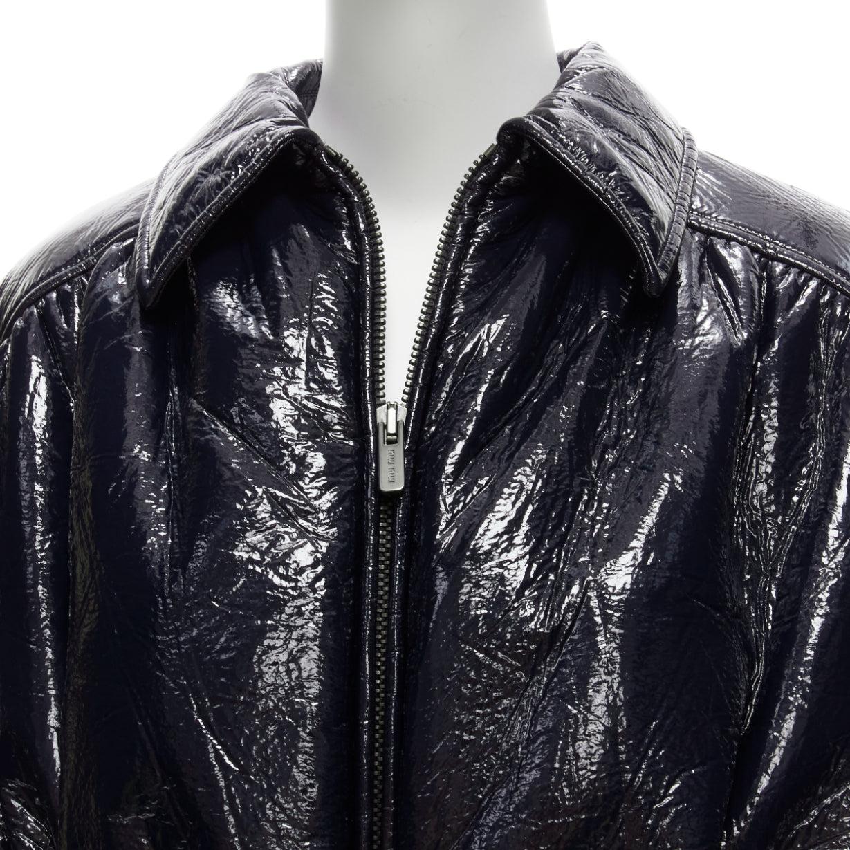 rare MIU MIU 2018 Runway vinyl dropped shoulder belted bomber jacket IT36 XXS 4