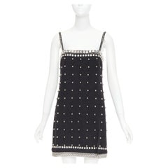 rare MIU MIU 2021 Runway grey wool embellished collar studded mini dress IT40 S