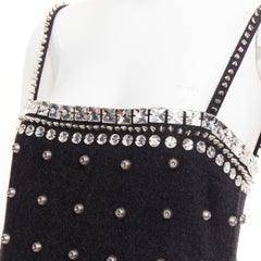 rare MIU MIU 2021 Runway grey wool embellished collar studded mini dress IT40 S