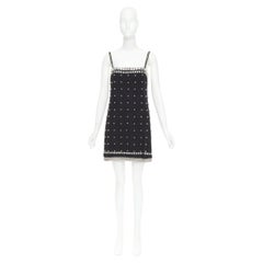 rare MIU MIU 2021 Runway grey wool embellished collar studded mini dress IT40 S