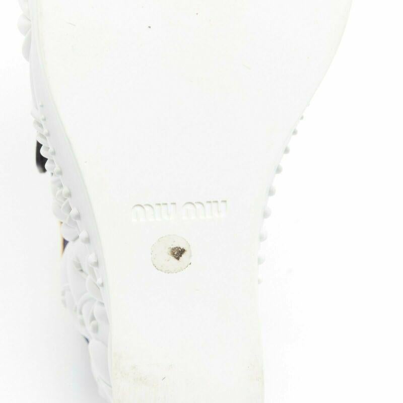 rare MIU MIU blue satin gold trim punk strap Barocco platform wedge EU34 For Sale 6