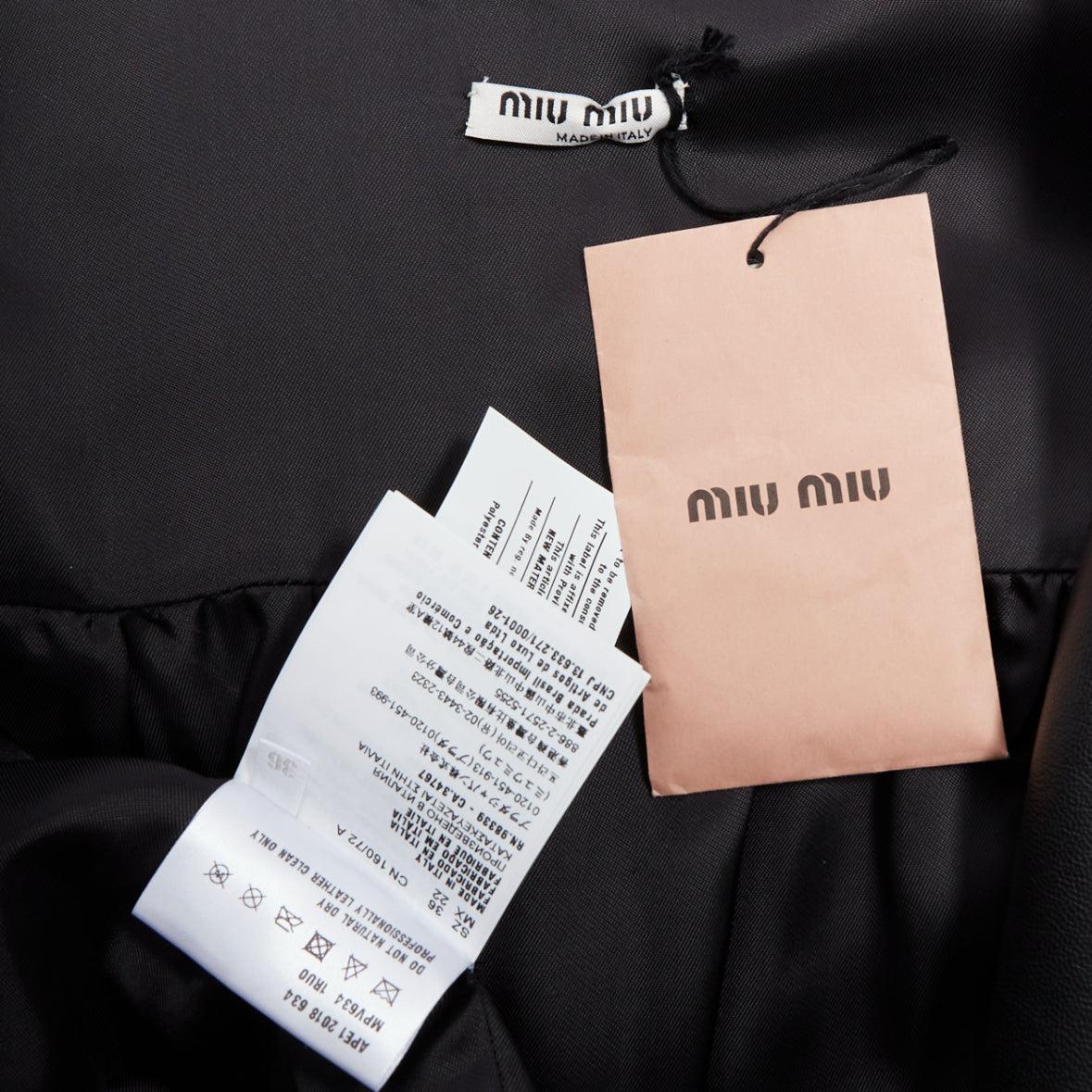 rare MIU MIU Runway 2018 washed vintage leather oversized boxy jacket IT36 XXS 5