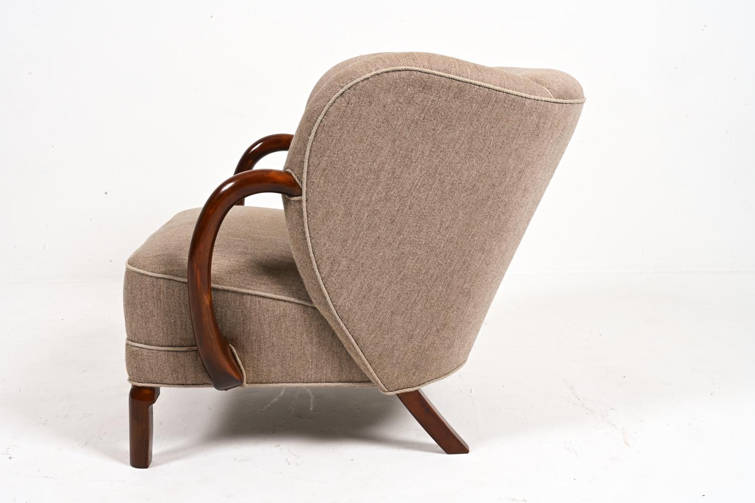 Rare chaise Model 107 par Viggo Boesen pour Slagelse Mobelvaerk, Danemark, C.I.C. en vente 2