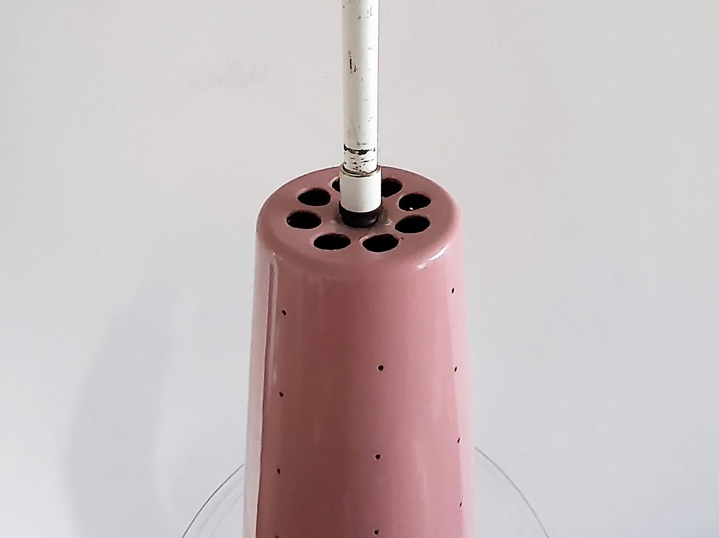 Dutch Rare Model 205 Pink Conical Pendant Lamp from Evenblij, The Netherlands 1960's For Sale