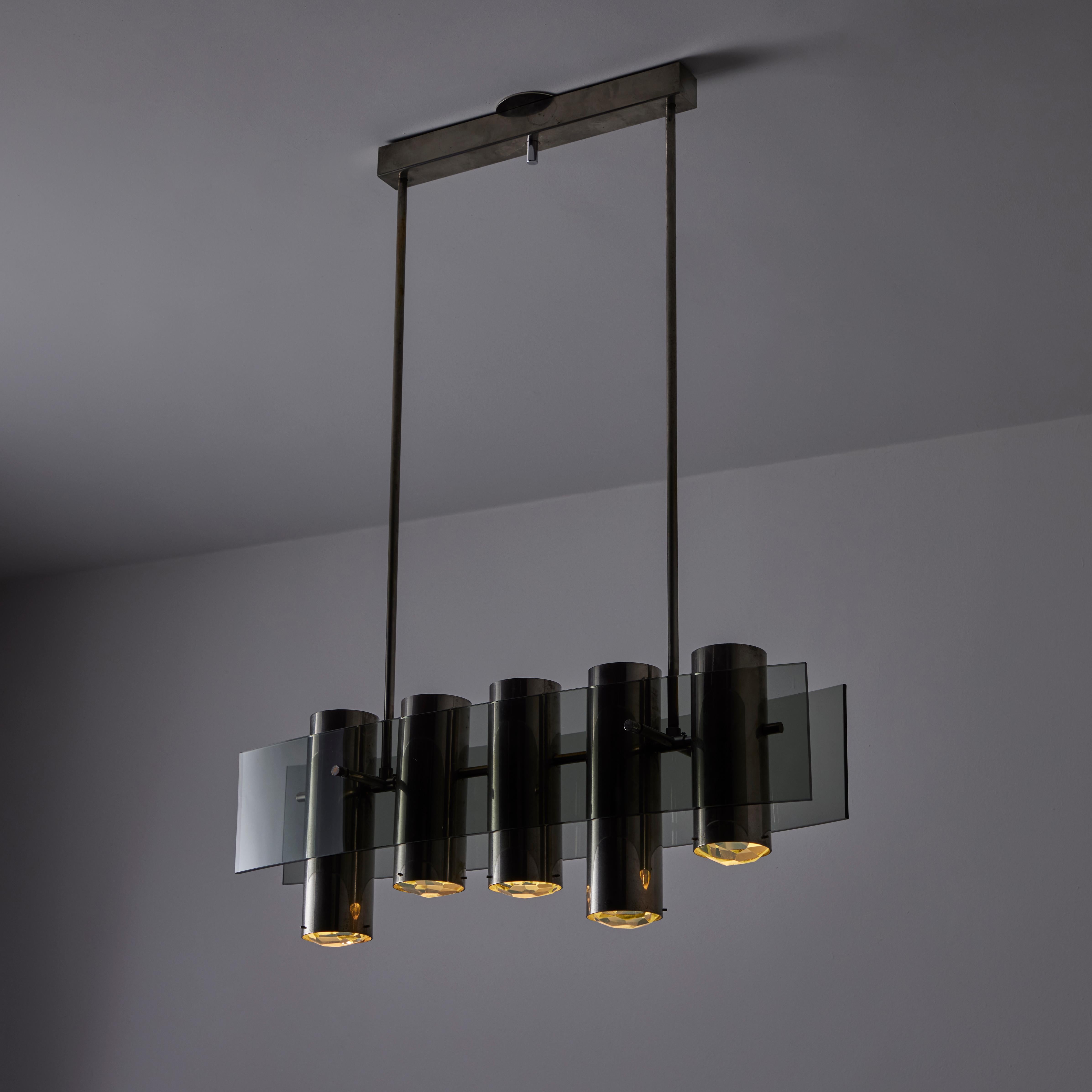 Lucidato Raro lampadario Model 2177 di Max Ingrand per Fontana Arte in vendita