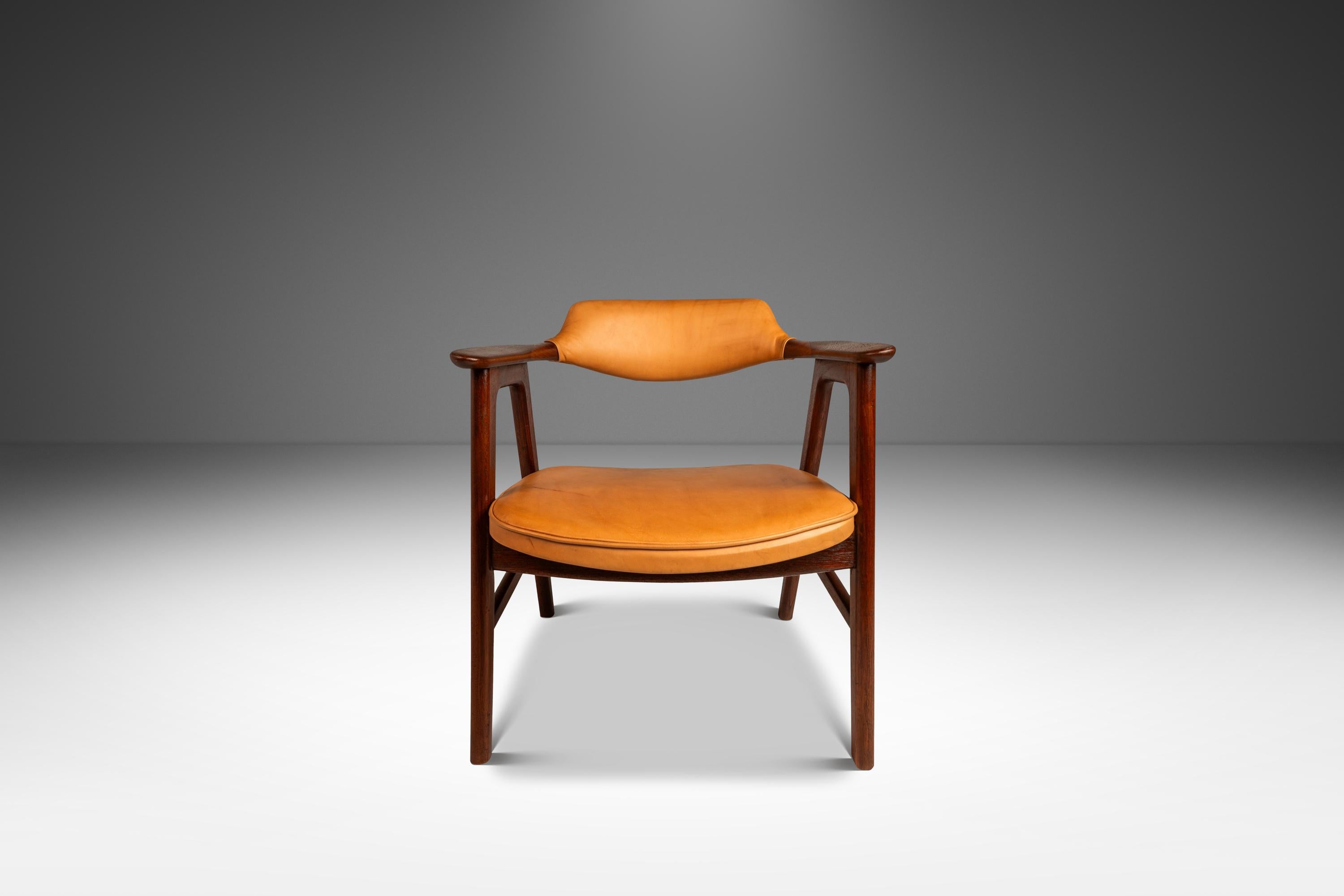 Raro Sillón con Brazos Modelo 42 de Erik Kirkegaard para Høng Stolefabrik, Dinamarca, años 50 Cuero en venta