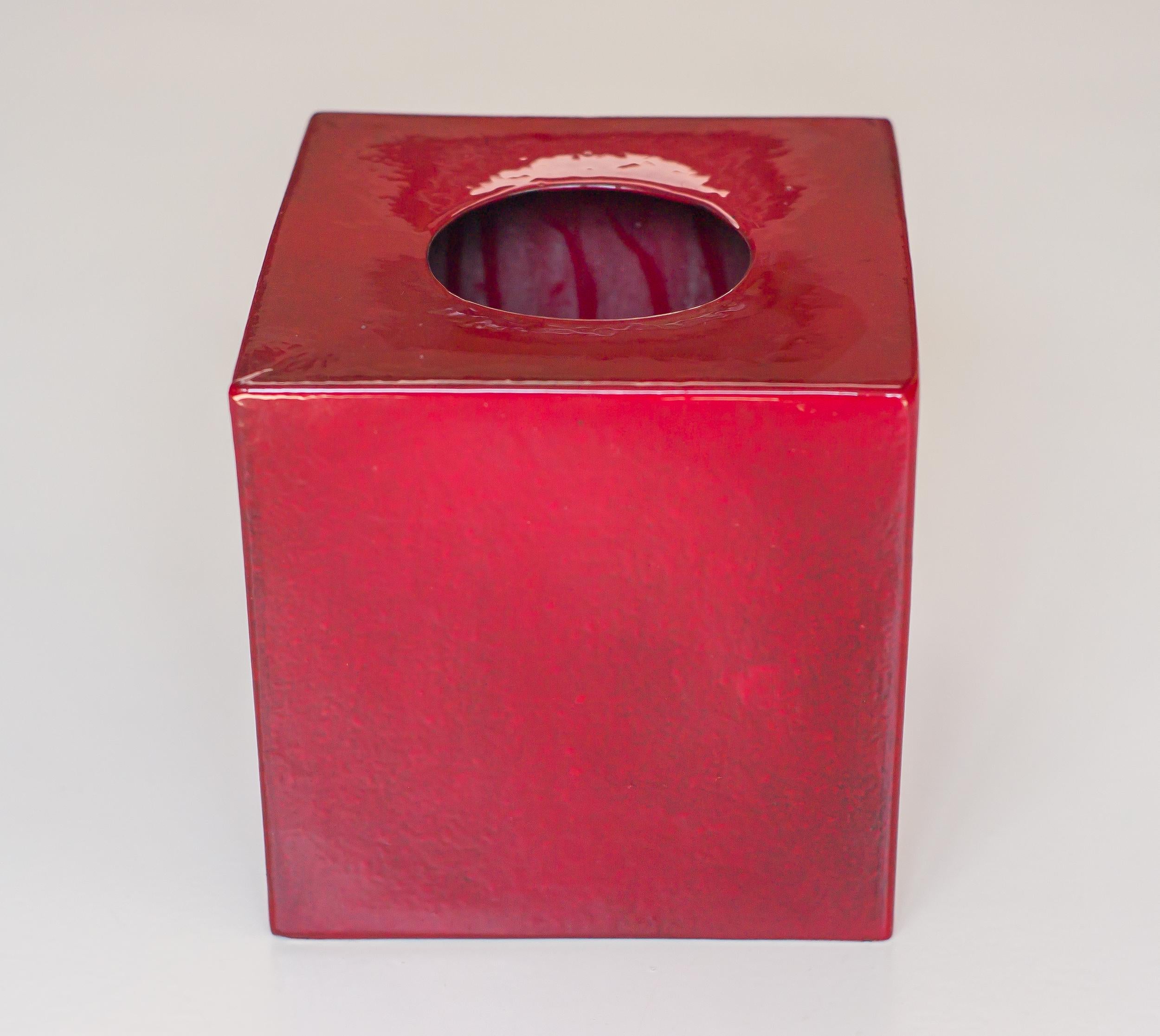Oxblood red vase model 585 designed by Ettore Sottsass in 1960.
Realized circa 1961 by Società Ceramica Toscana di Figline for Milanese gallery Il Sestante in different colors.
Signed at the bottom.
Literature; Ferrari Fulvio, Sottsass: Tutta la