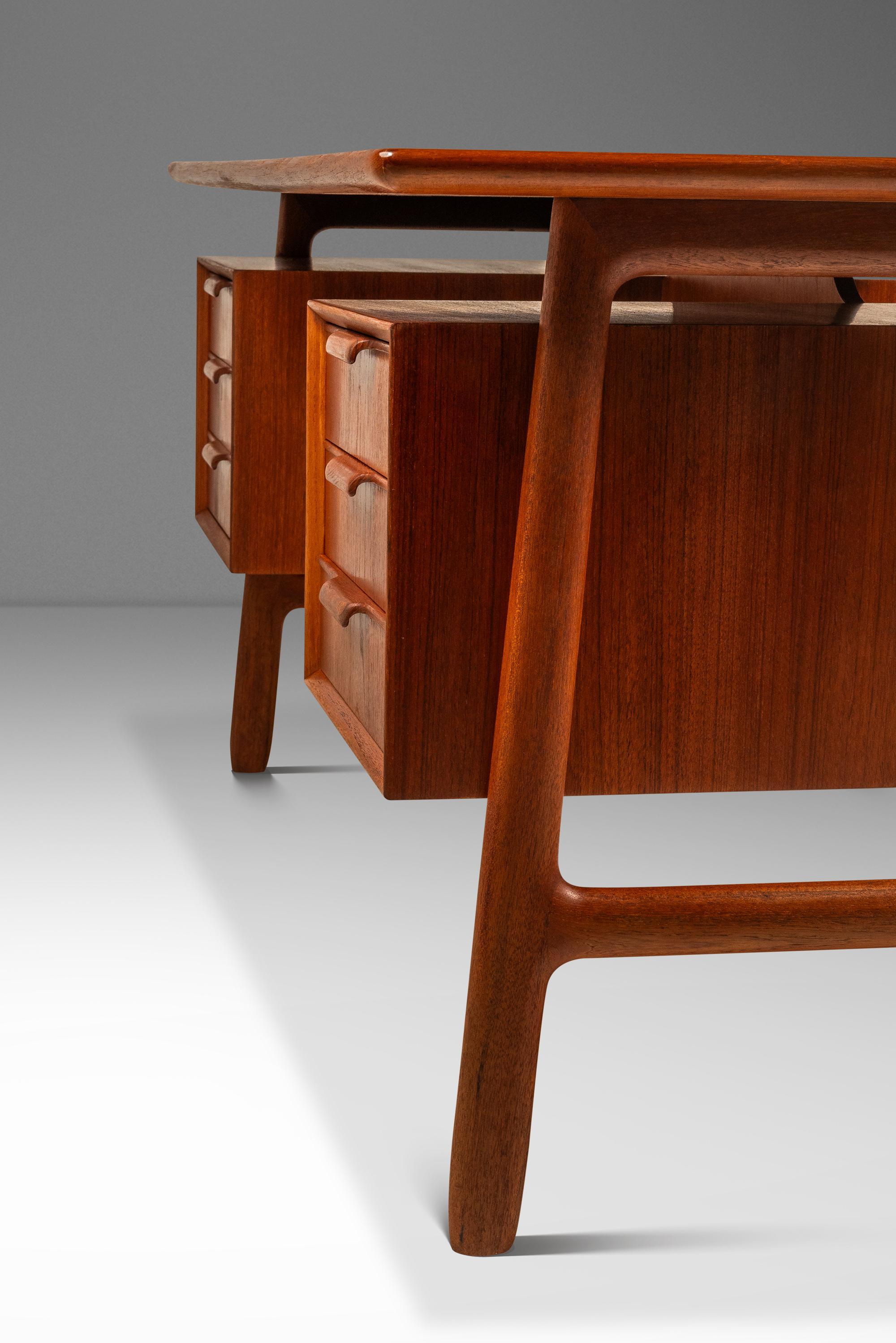 Rara scrivania in teak Model 75, Gunni Omann, Omann Jun Møbelfabrik, Danimarca, 1960 ca. in vendita 7