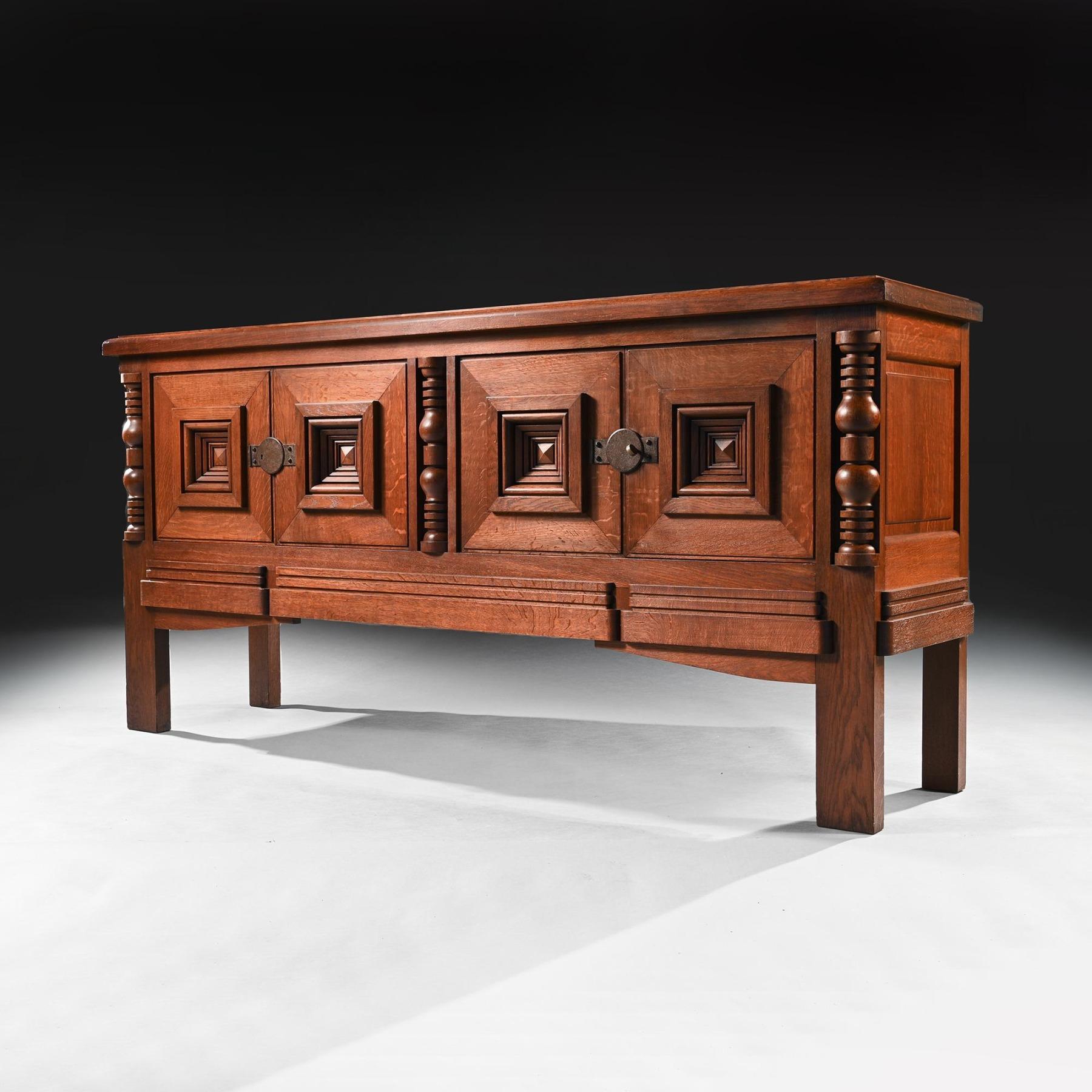 Mid-20th Century Rare Model Charles Dudouyt Mid 20th Century French Art Deco Oak Sideboard For Sale
