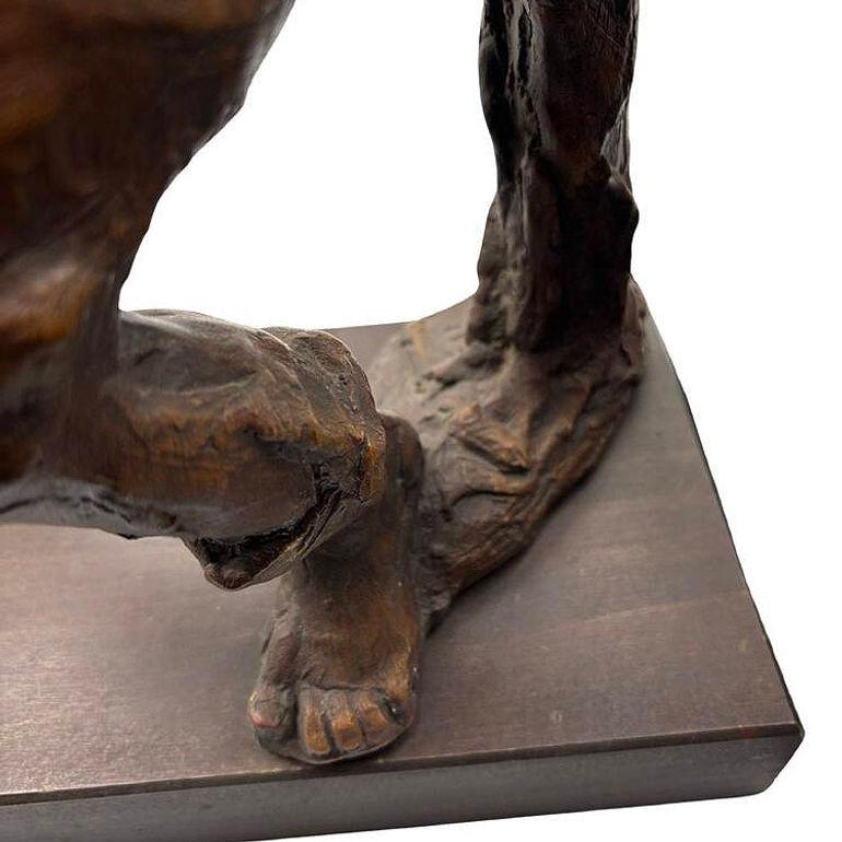 Raro Pescador moderno con red Escultura grande de escayola sobre base de madera Por Kimro 1969 en venta 3
